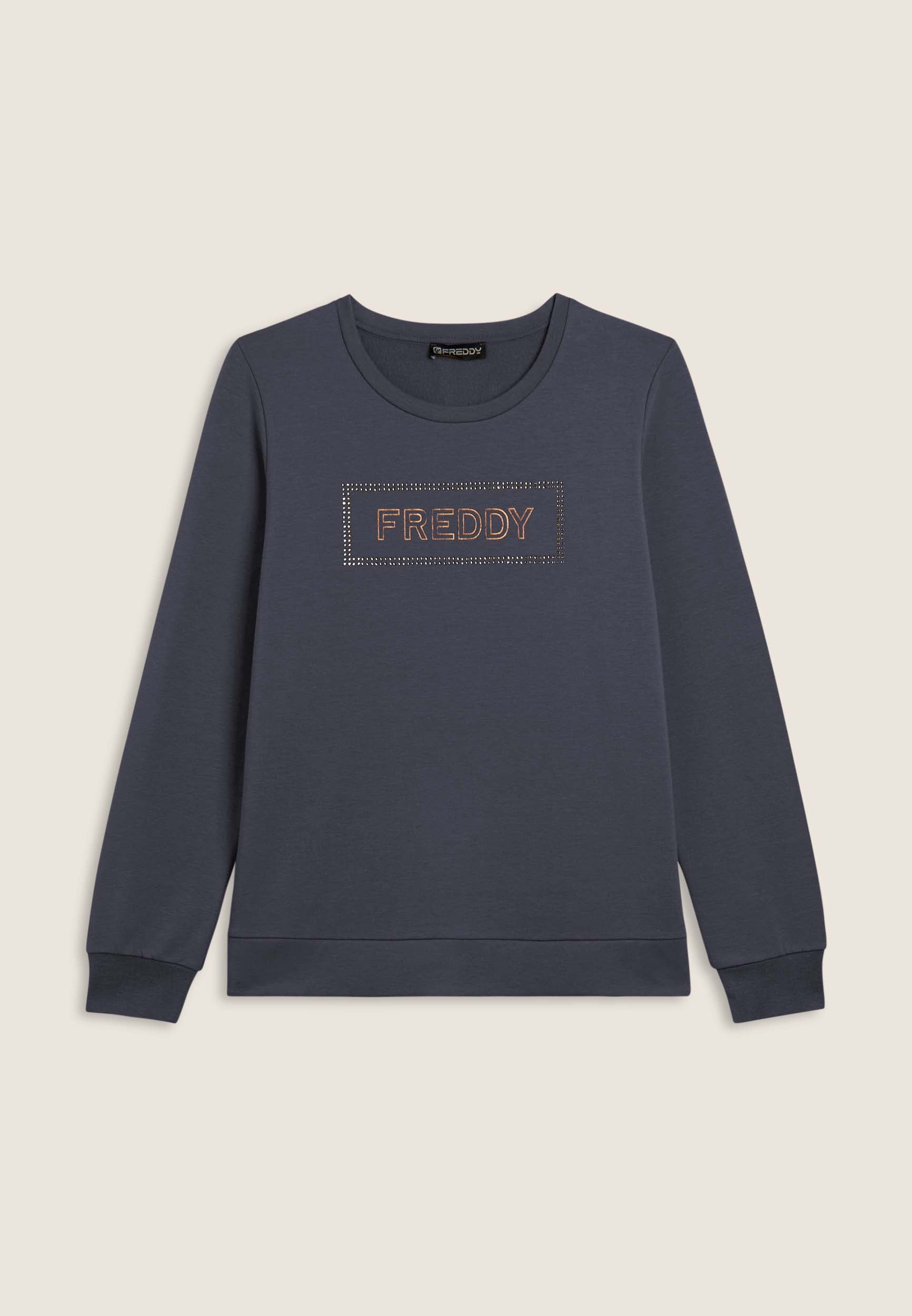 freddy-sweatshirt-femme-col-rond-modal-graphique-strass image 8