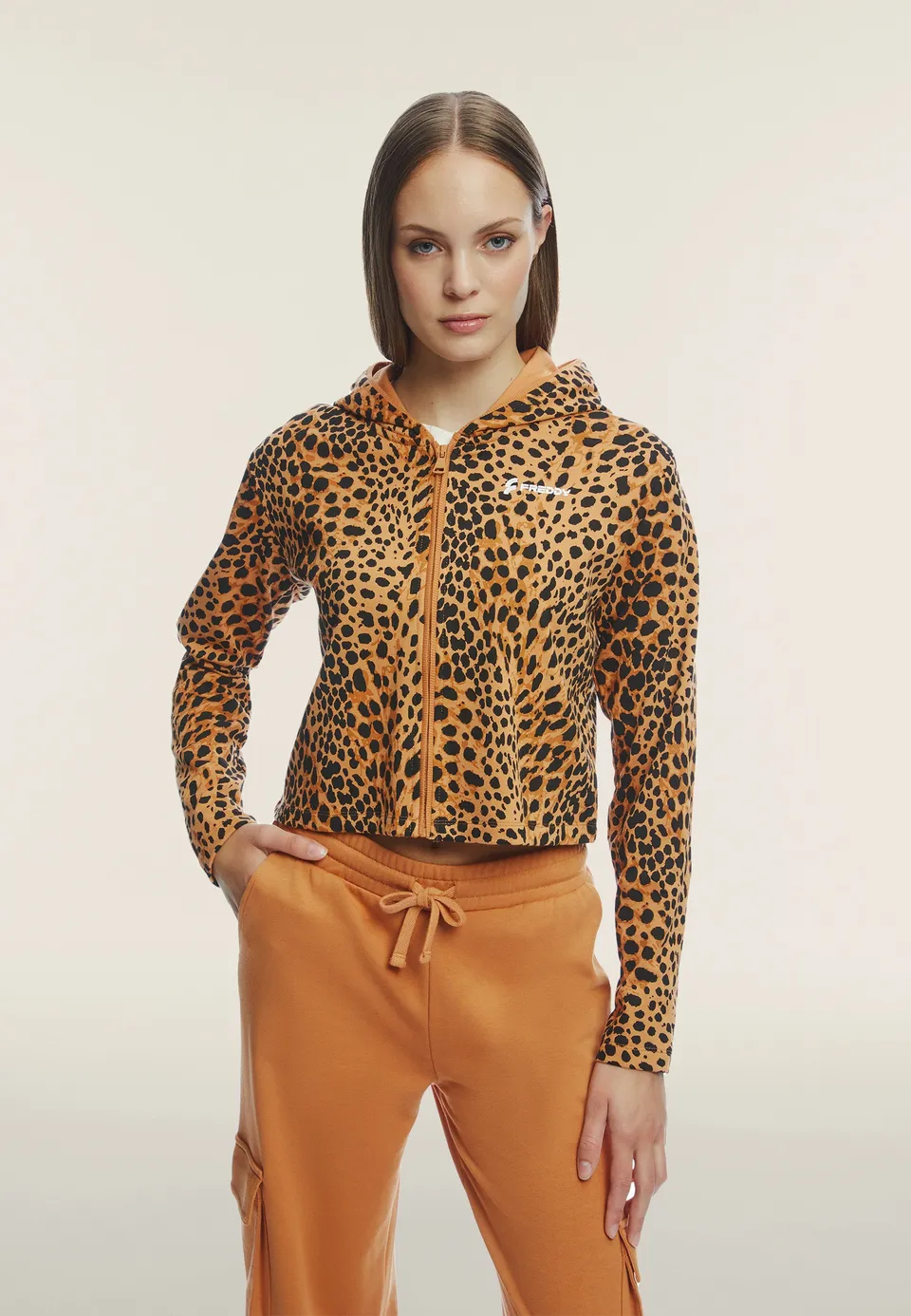 freddy-sweat-cropped-zipp-capuche-animalier image 1