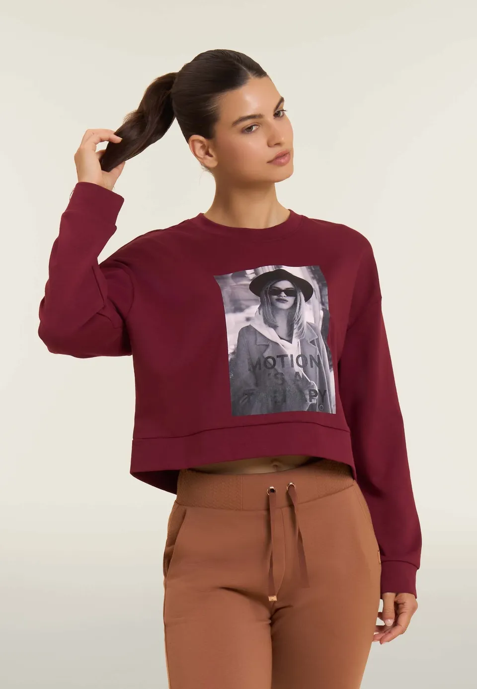 freddy-sweat-femme-col-rond-cropped-imprim-photo image 1