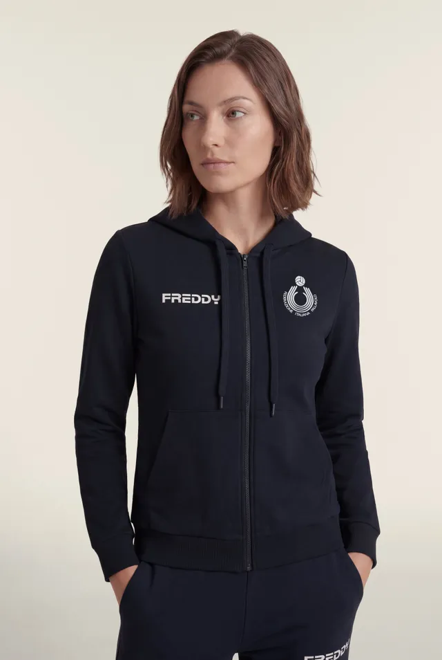 freddy-fipav-sweat-capuche-zipp-femme-en-coton-bielastique image 1