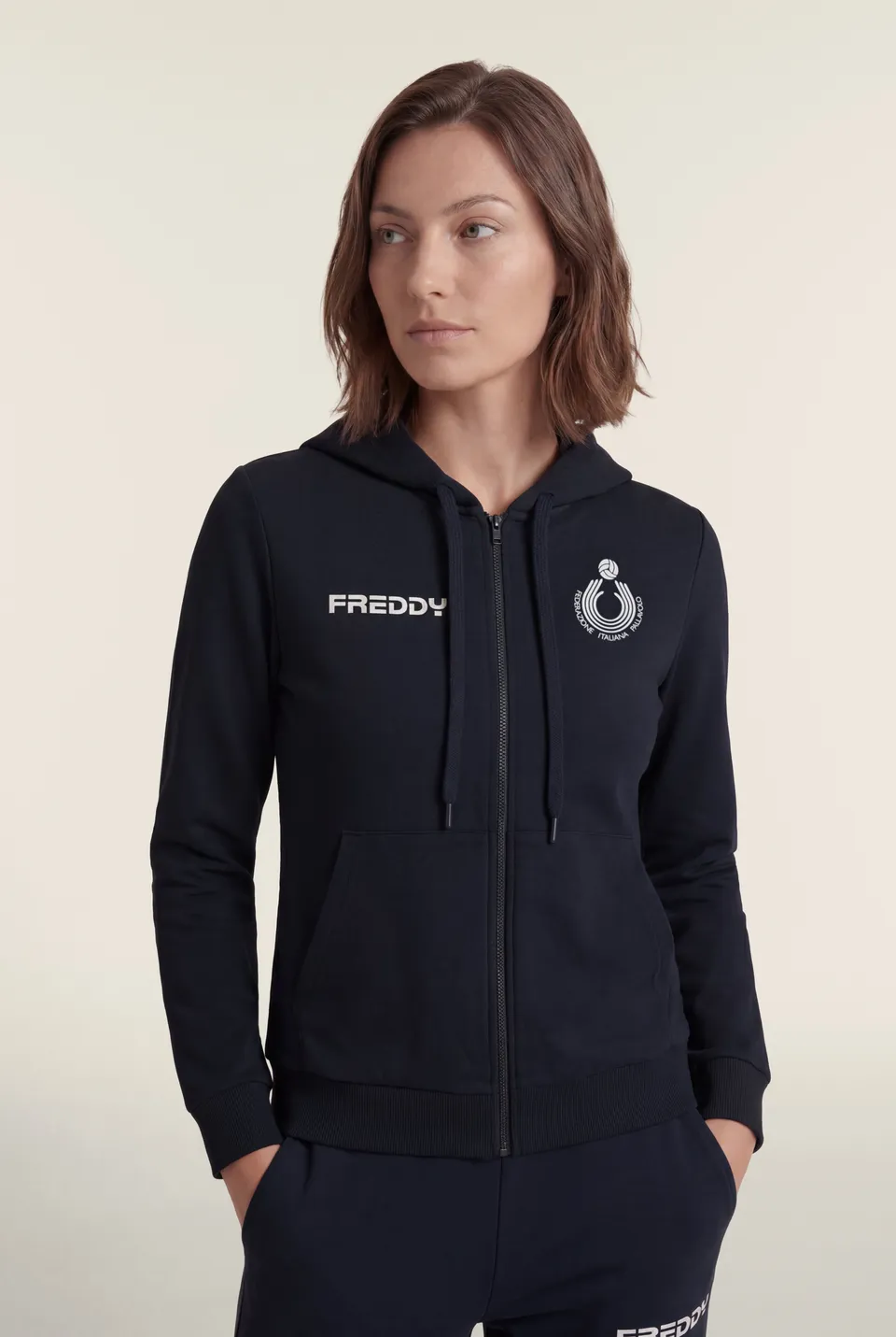 freddy-fipav-sweat-capuche-zipp-femme-en-coton-bielastique image 1