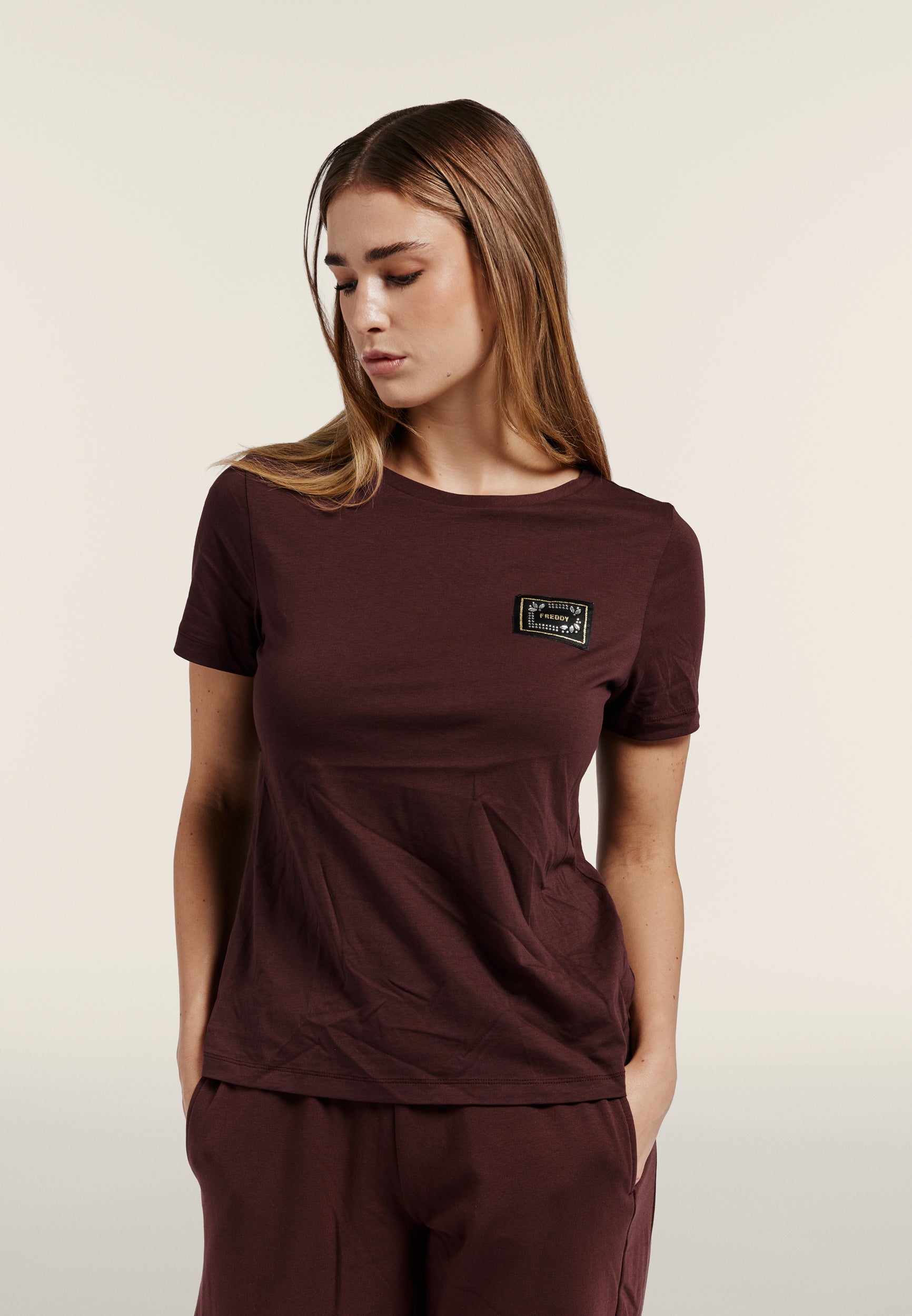 freddy-t-shirt-coton-modal-patch-logo-strass image 8