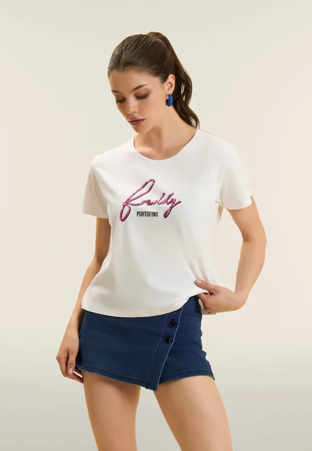 freddy-t-shirt-femme-coton-supima-logo-floral image 1
