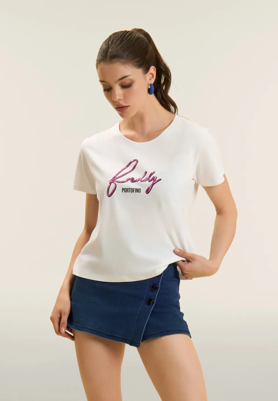 freddy-t-shirt-femme-coton-supima-logo-floral image 1