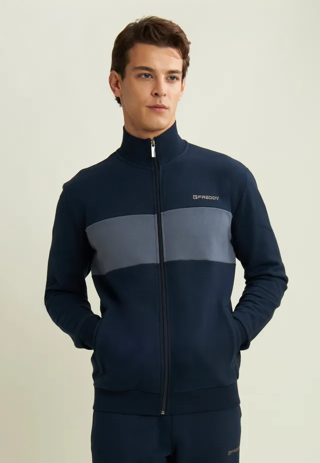 freddy-sweat-full-zip-homme-bande-contrast-e-coton image 1
