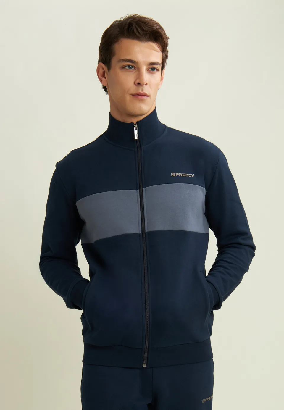 freddy-sweat-full-zip-homme-bande-contrast-e-coton image 1