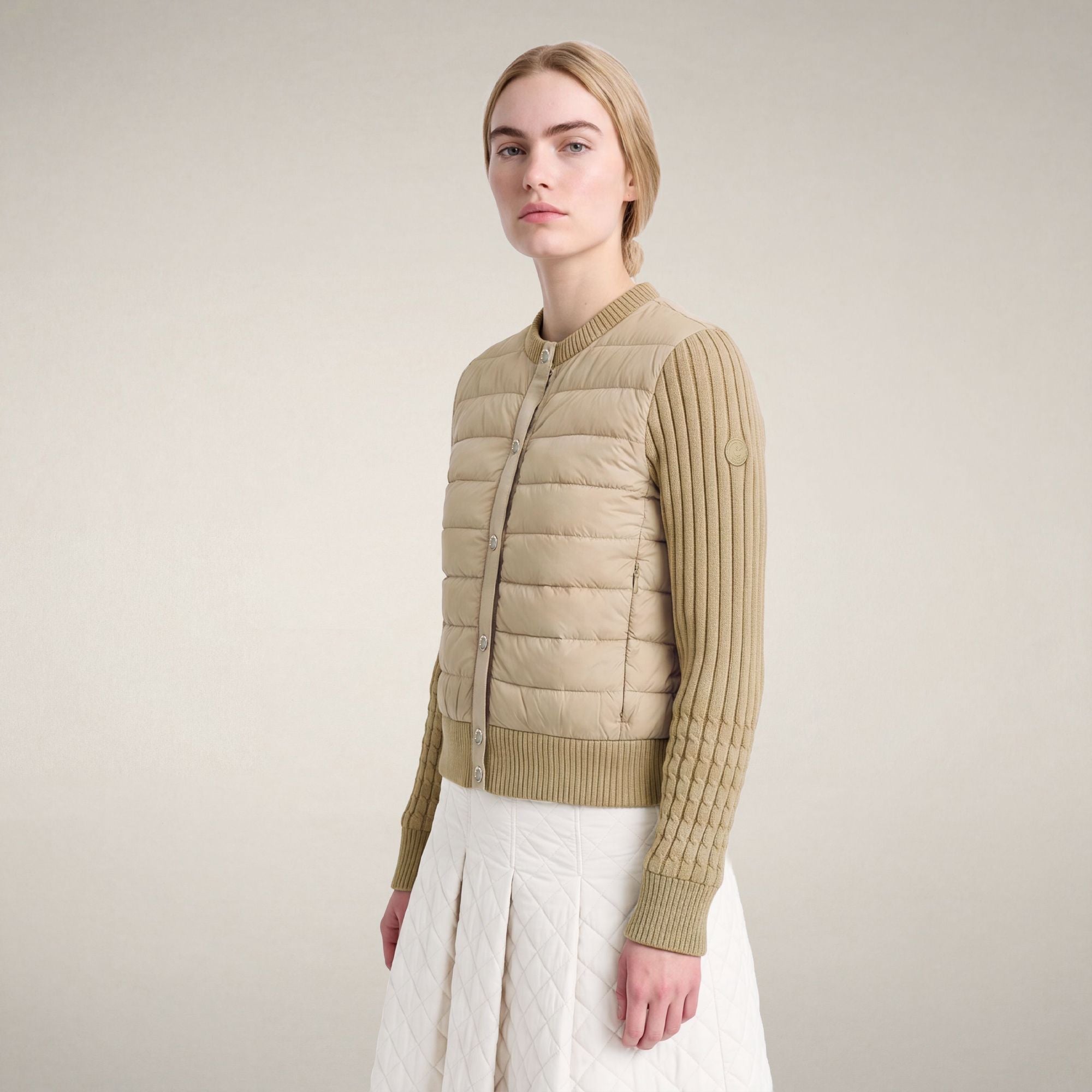 save-the-duck-zelinda-doudoune-femme-hybride-beige-pierre image 5