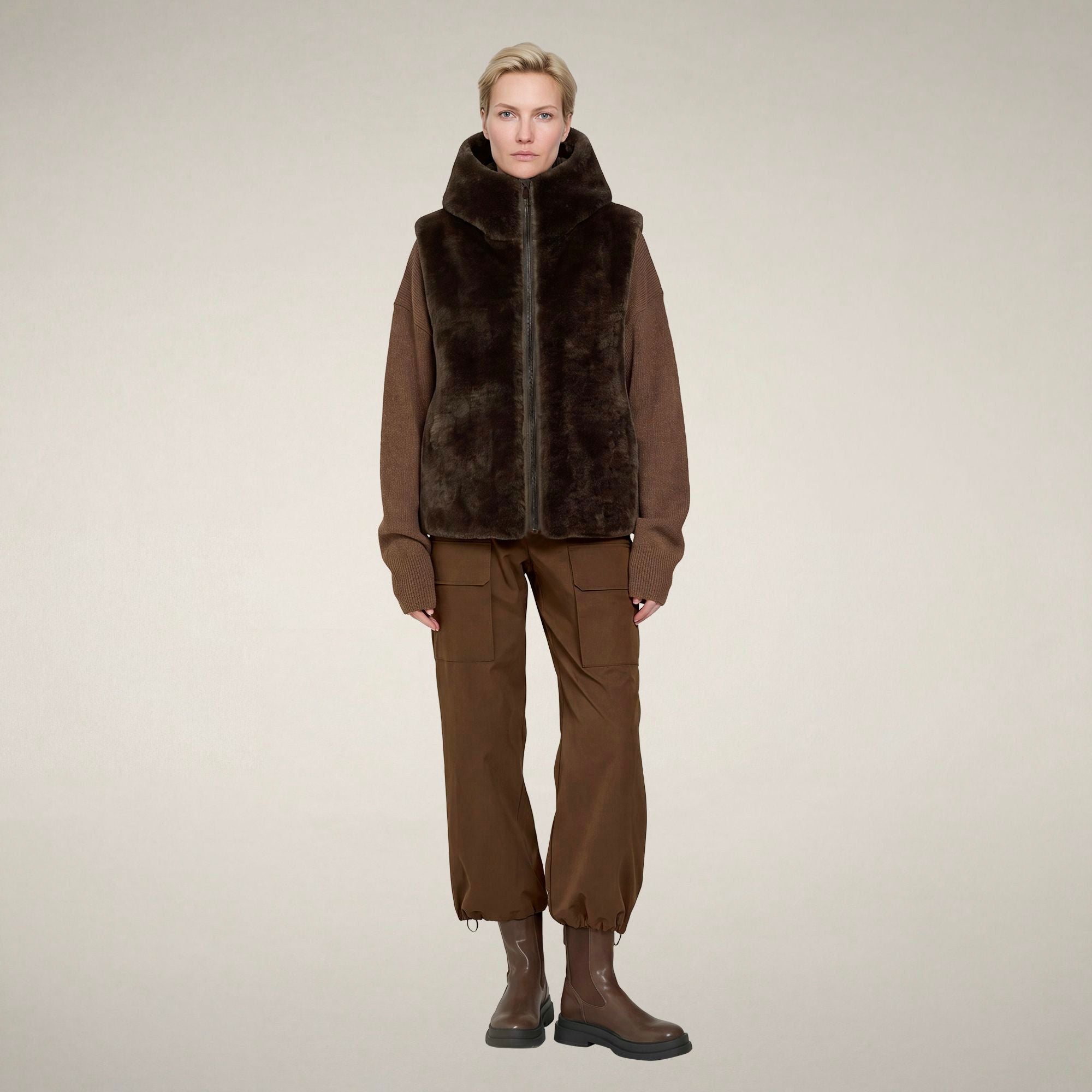 save-the-duck-cassandra-gilet-femme-marron-terre image 1