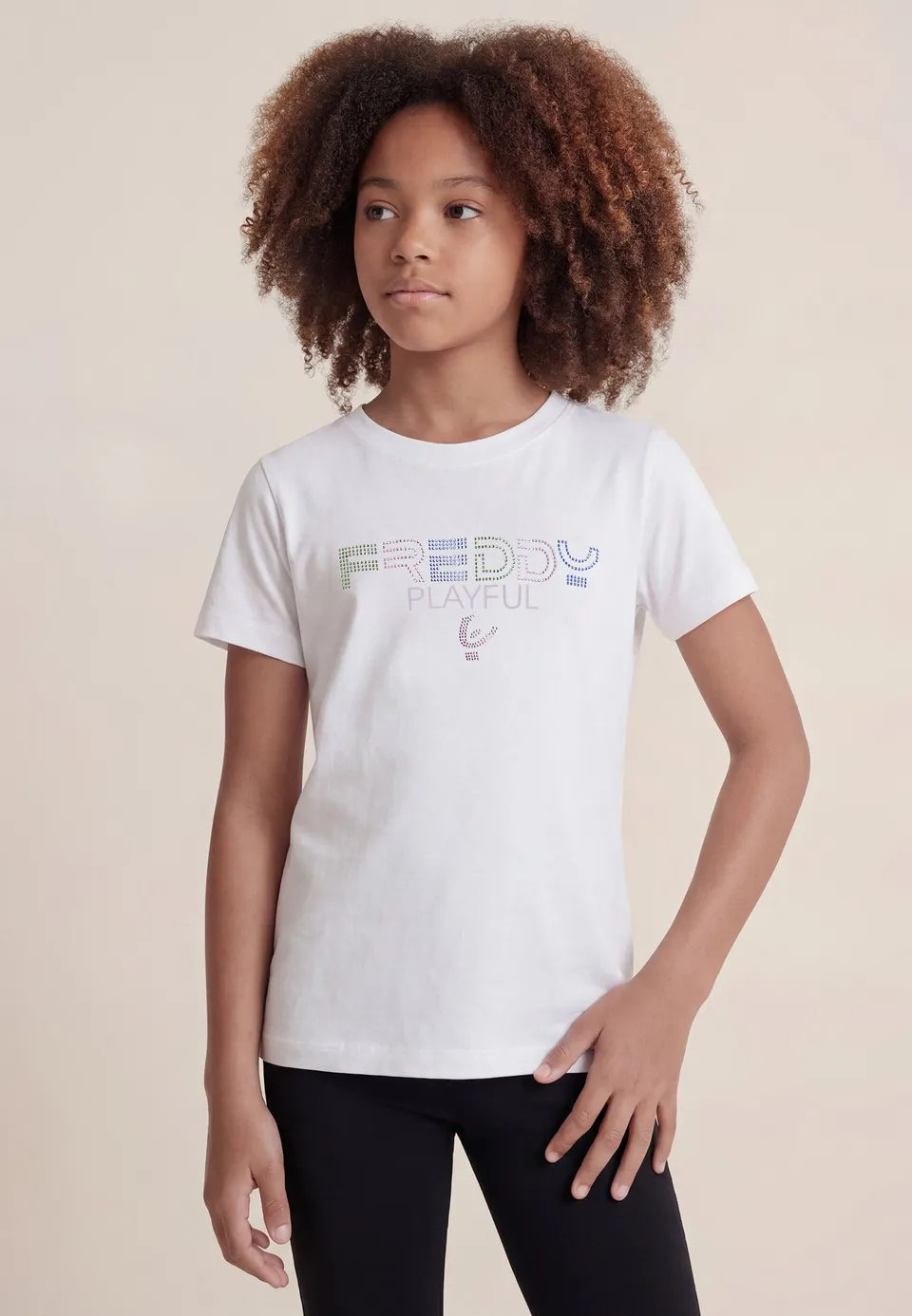 freddy-playful-t-shirt-fille-strass-manches-courtes image 1
