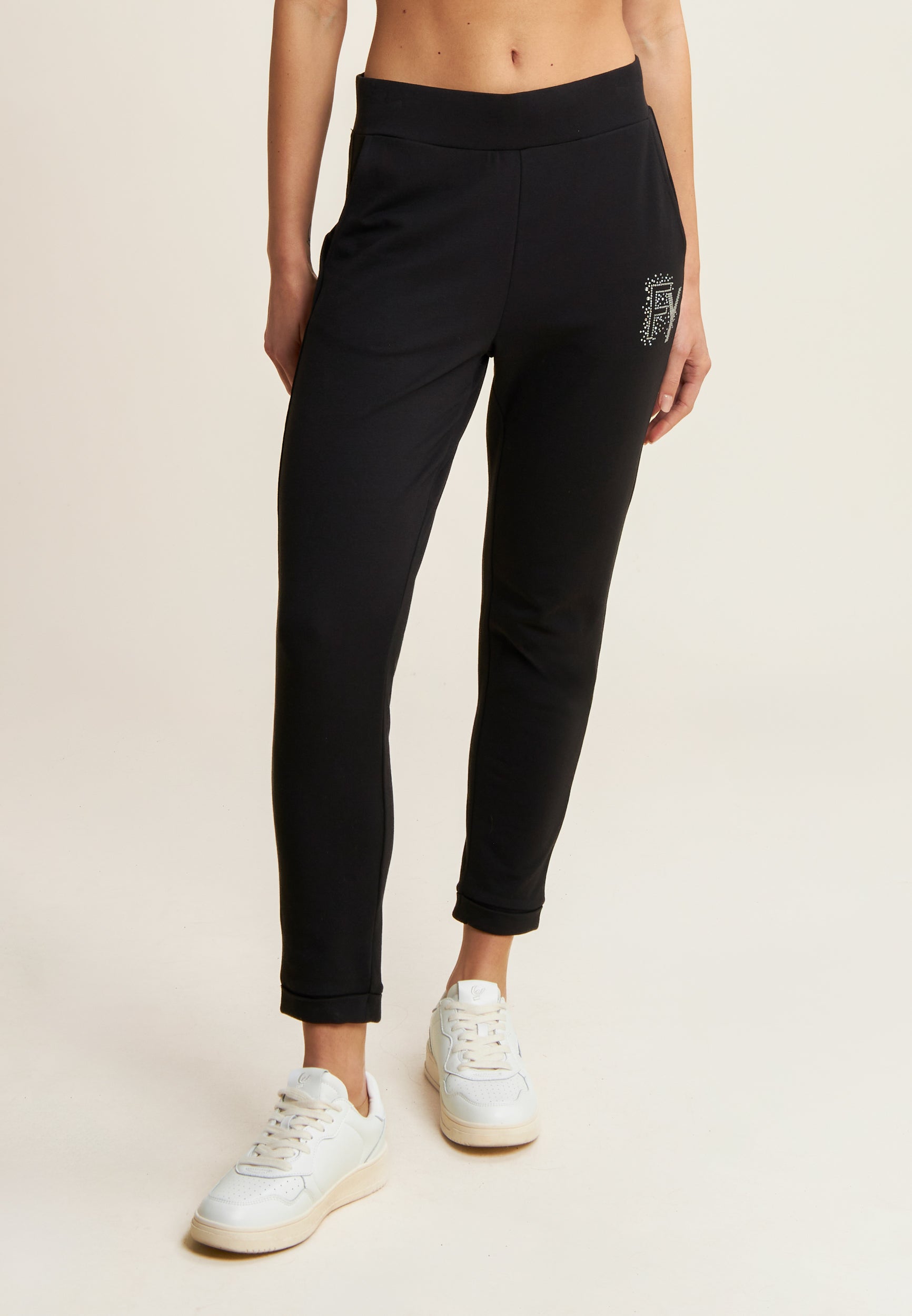 freddy-pantalon-7-8-avec-revers-et-strass-en-french-terry-modal image 1
