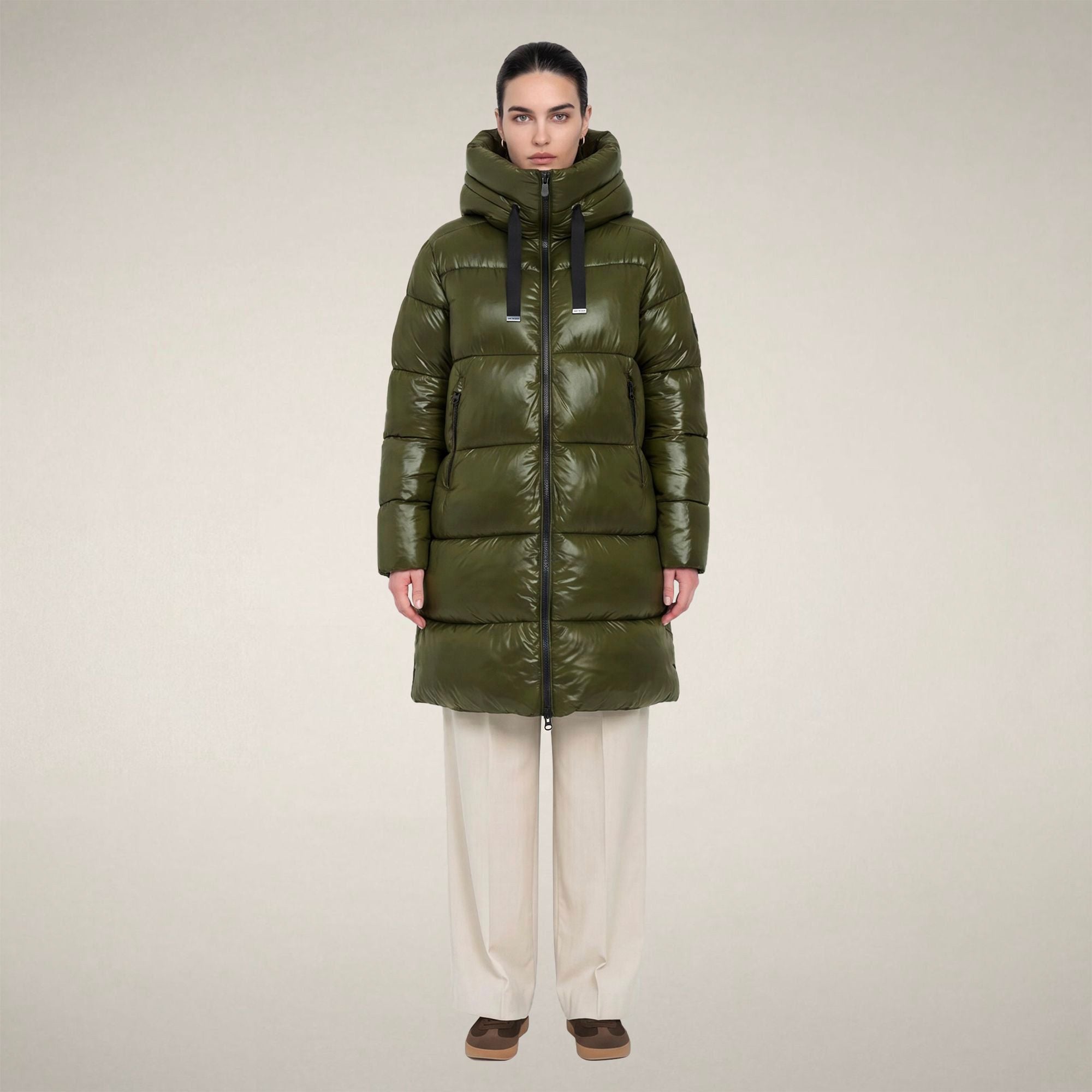 save-the-duck-isabel-doudoune-longue-femme-vert-pin image 1