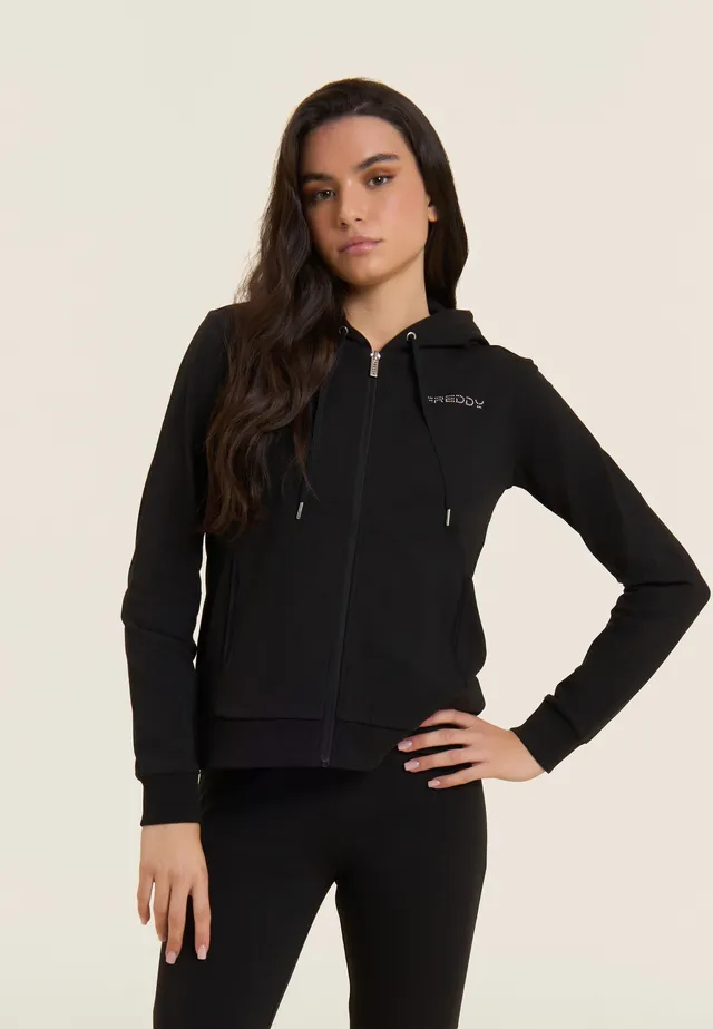freddy-sweat-capuche-zipp-logo-perles-roses image 1