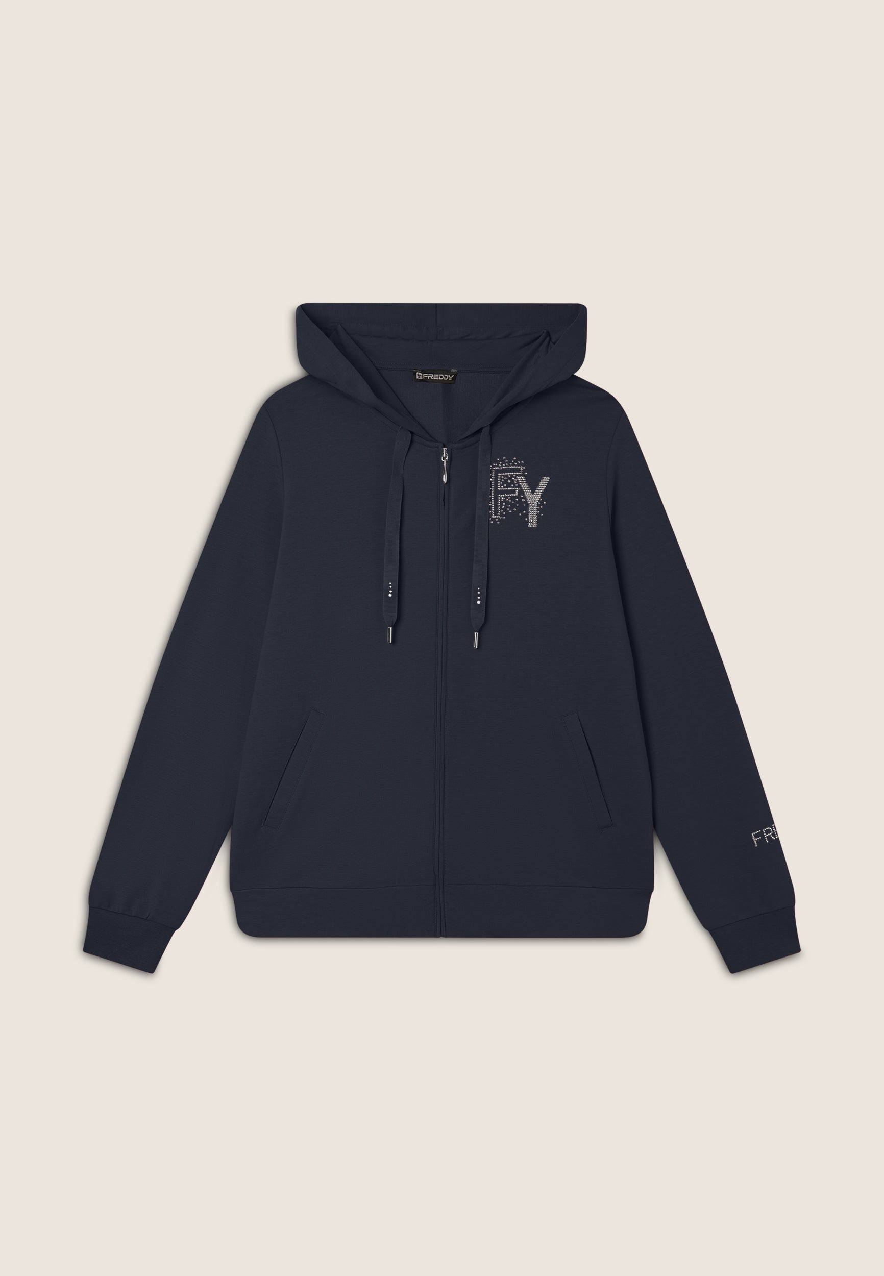 freddy-sweat-femme-capuche-zip-french-terry-modal-logo-strass image 8