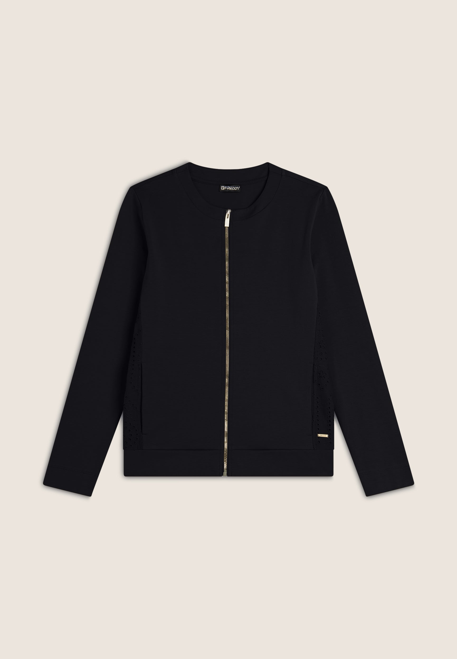 freddy-felpa-sweat-femme-zip-broderie-sangallo-regular-fit image 8