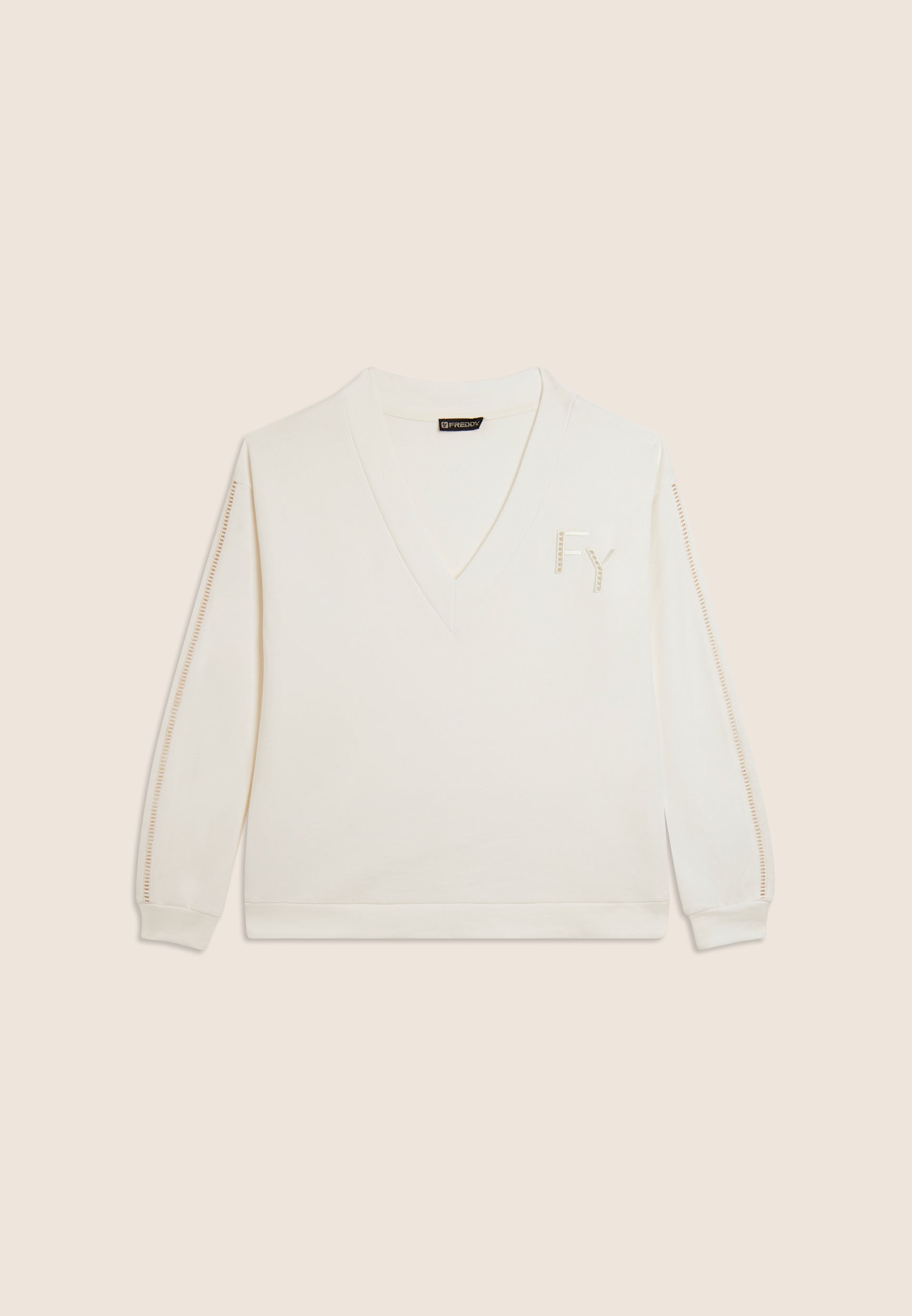 freddy-sweat-col-v-femme-french-terry-broderie-fy image 5