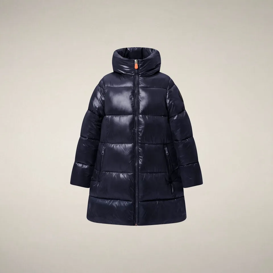 save-the-duck-millie-doudoune-fille-bleu-noir-maxi-capuche image 1