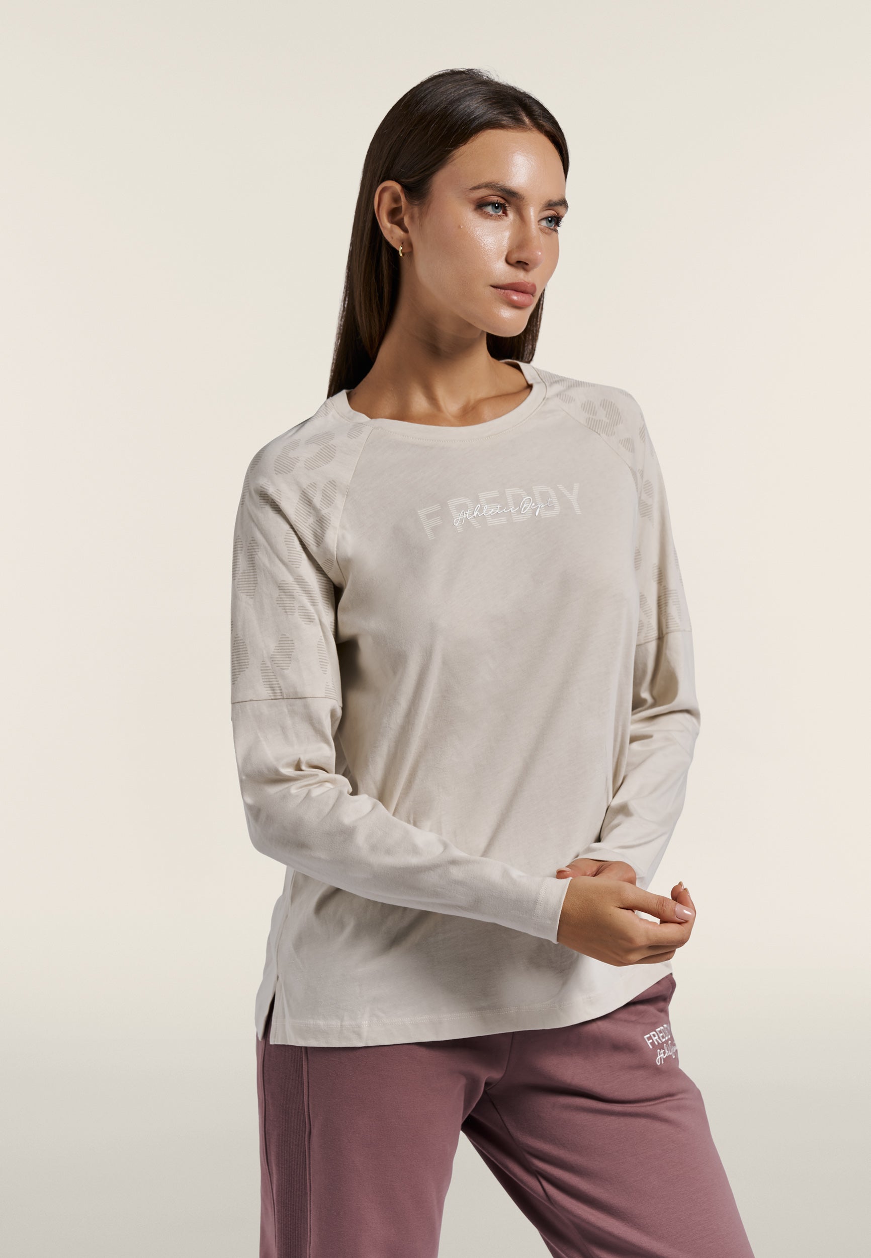 freddy-wr-up-t-shirt-femme-manches-longues-jersey-coton-inserts-l-opard image 1