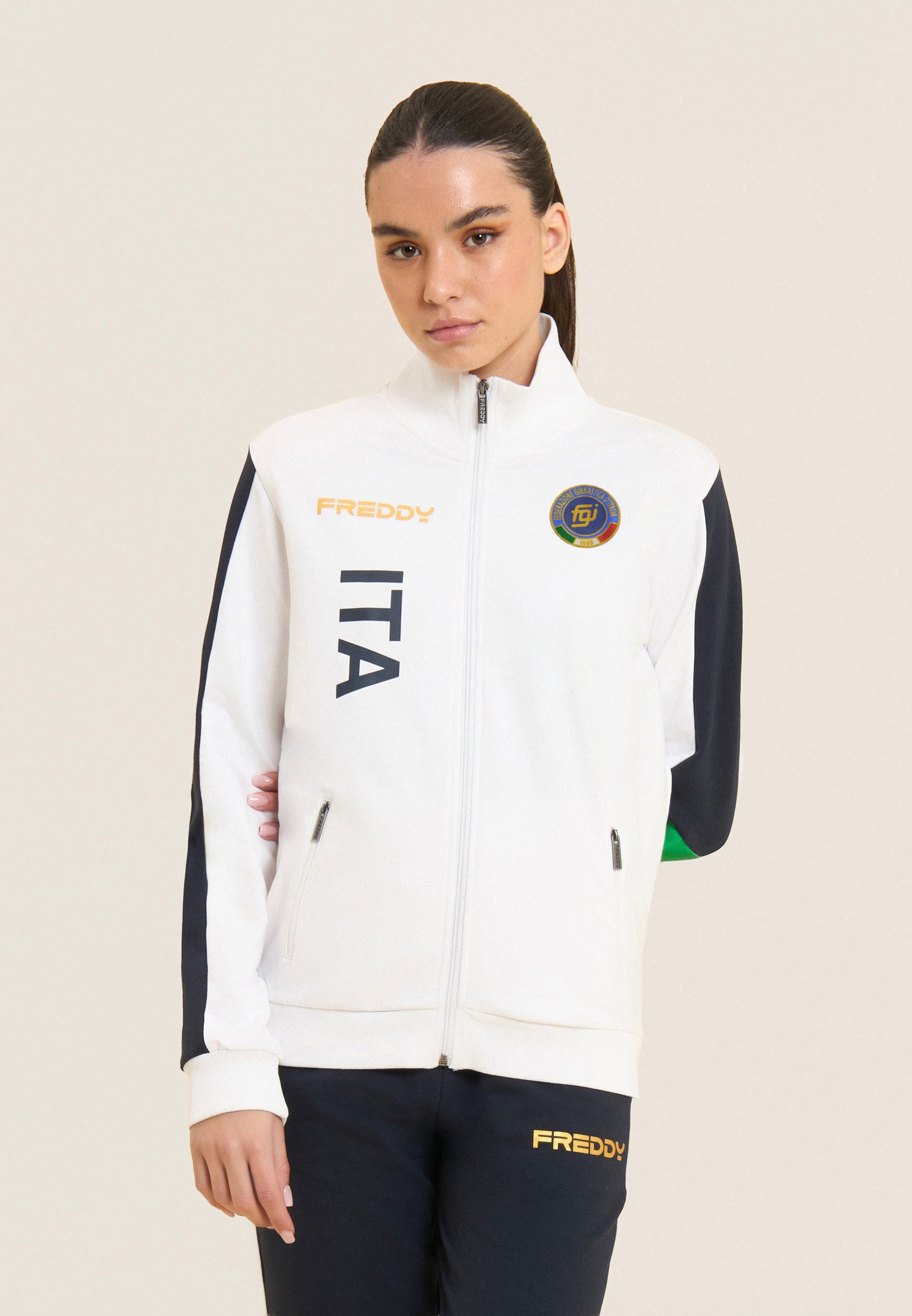 freddy-tuta-donna-italia-fgi-surv-tement-femme-full-zip-col-haut-en-french-terry image 2