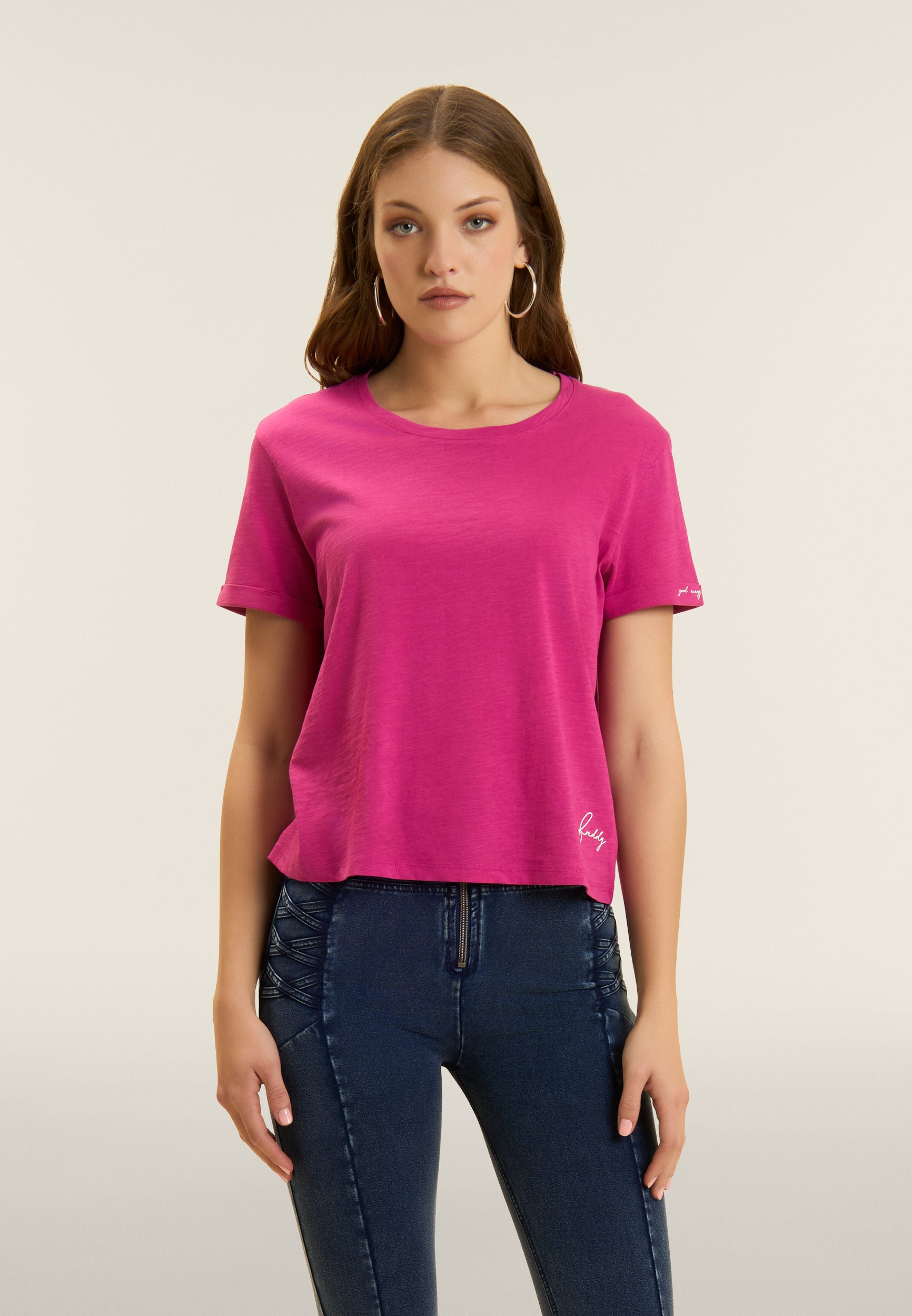 freddy-t-shirt-cropped-jersey-flamm-femme-manches-revers image 8