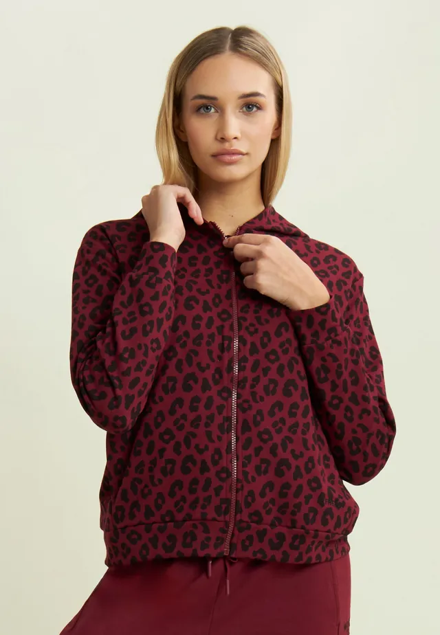 freddy-sweat-femme-zipp-capuche-imprim-l-opard image 1