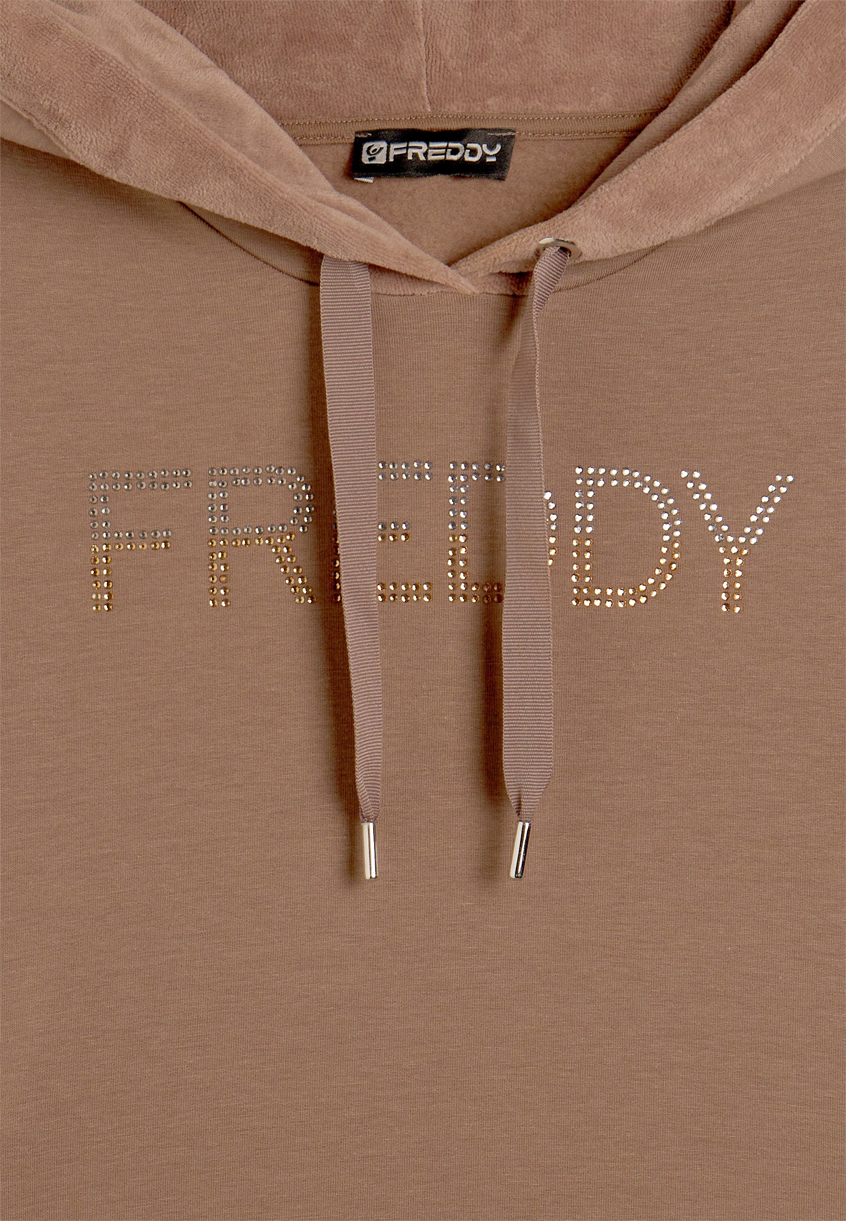 freddy-felpa-sportiva-donna-con-cappuccio-in-velluto-e-strass image 6