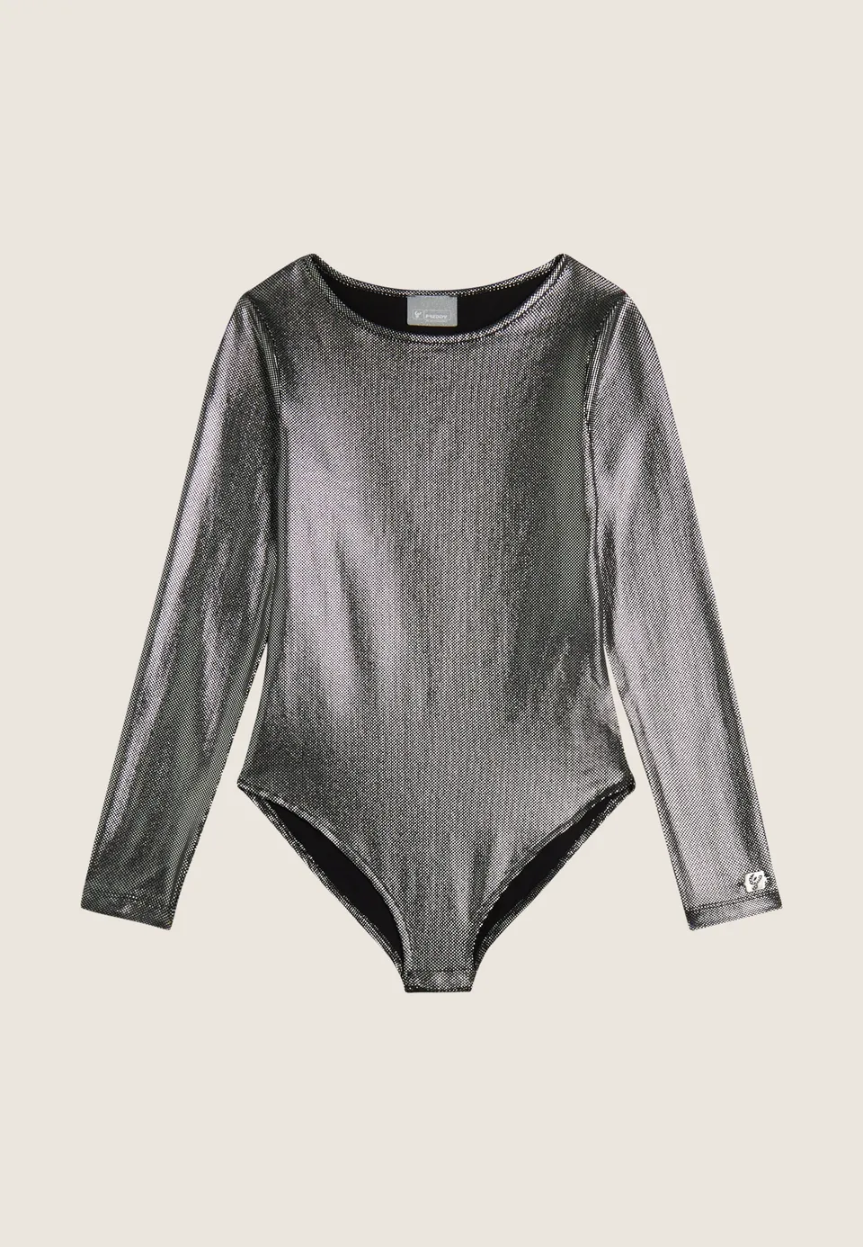 freddy-body-fille-effet-argent-manches-longues-jersey-coton-stretch image 1