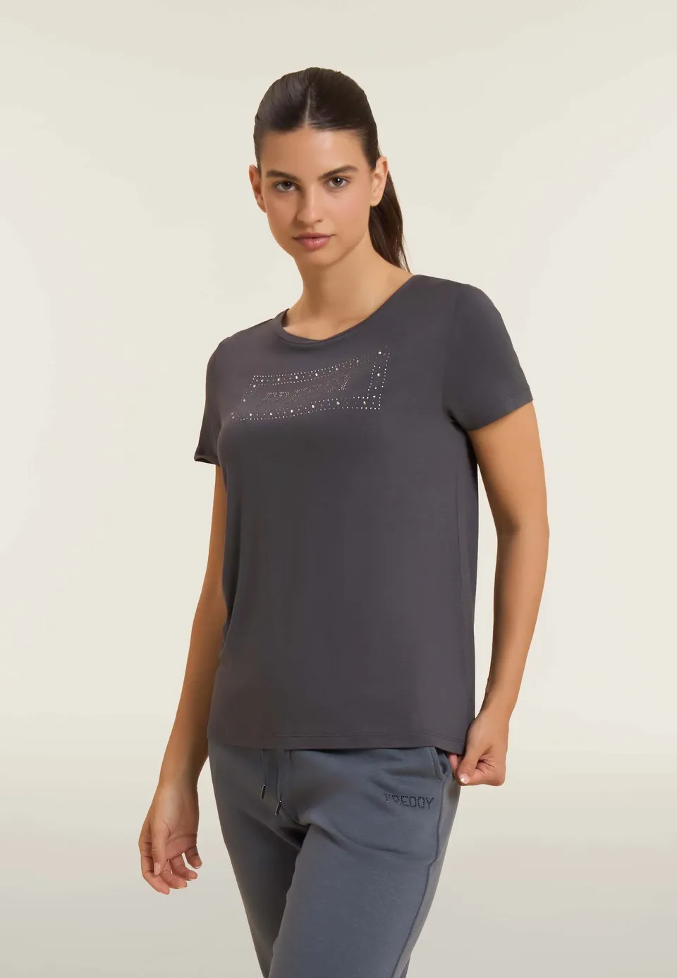 freddy-t-shirt-femme-logo-strass-et-glitter image 1