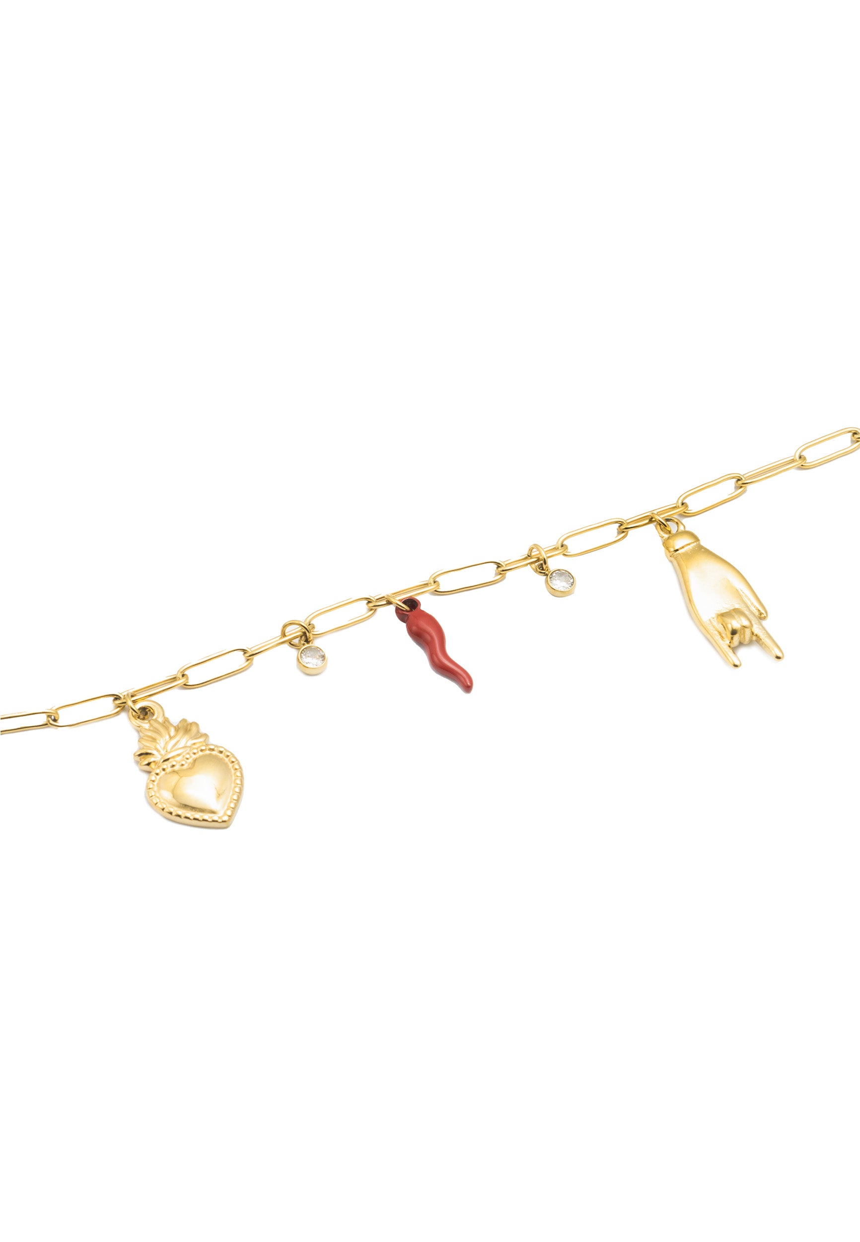 freddy-bracelet-cha-ne-acier-dor-pendentifs-porte-bonheur image 2
