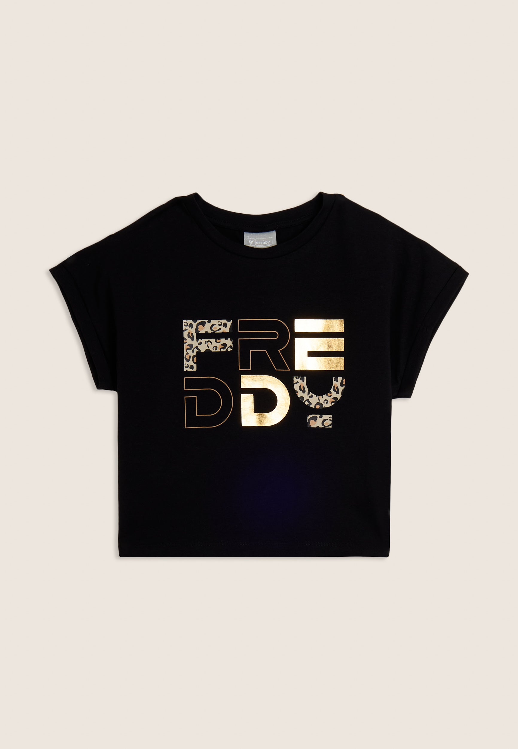 freddy-t-shirt-junior-manches-ailettes-logo-animalier-or image 1