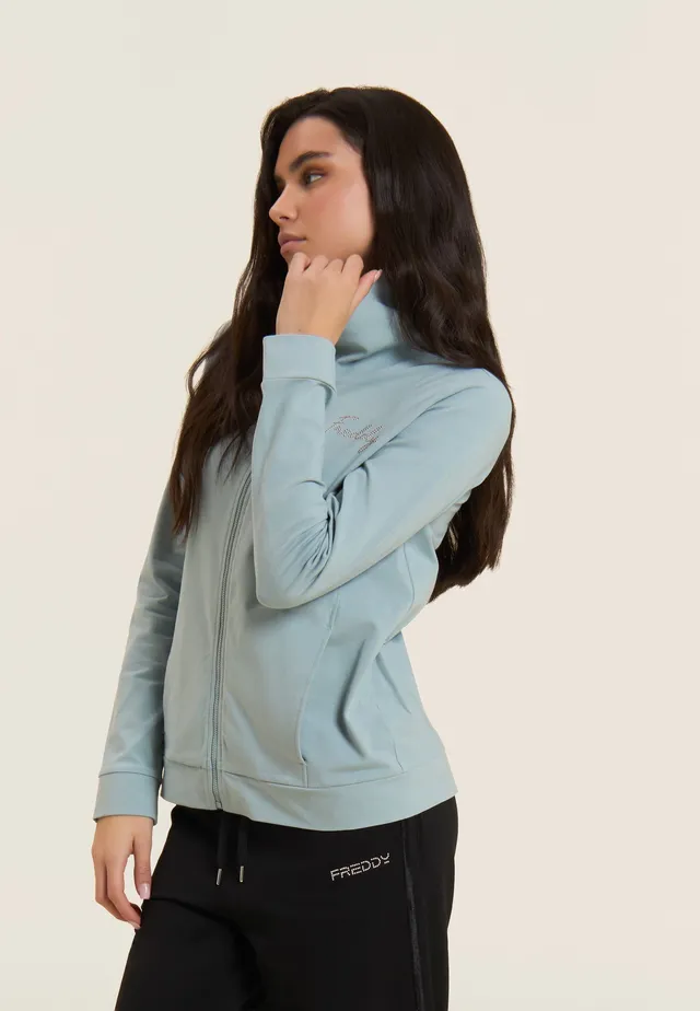 freddy-sweat-zipp-femme-col-haut-logo-clous image 1