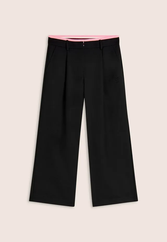 freddy-pantalon-fille-wide-leg-coton-strass-rayures image 1