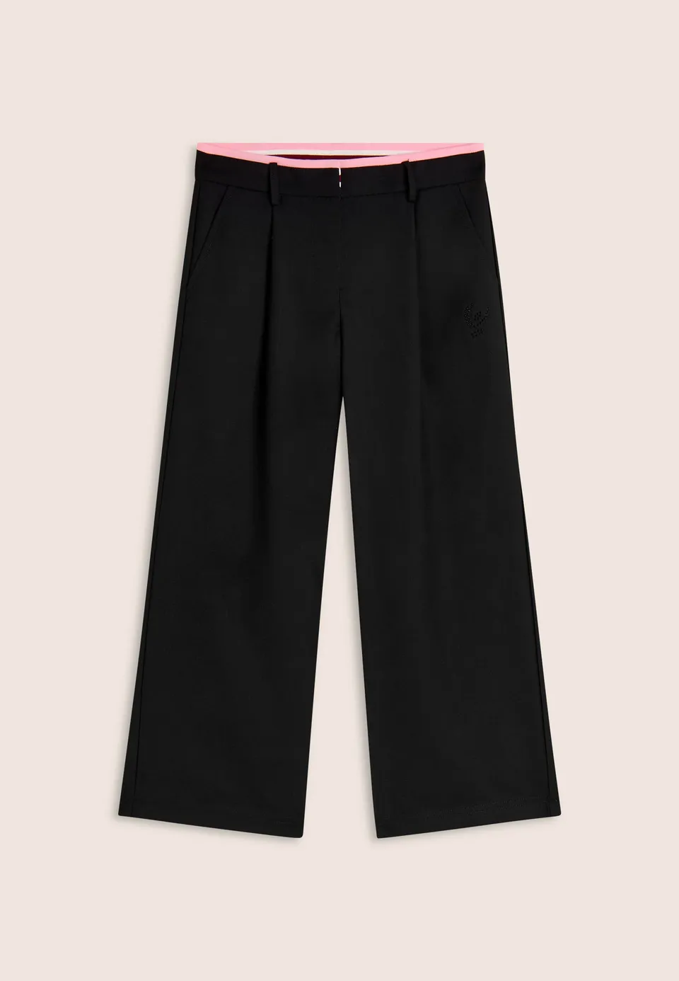 freddy-pantalon-fille-wide-leg-coton-strass-rayures image 1