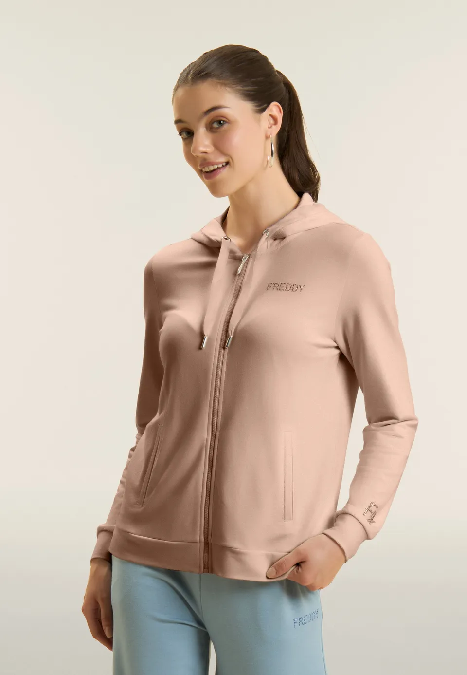 freddy-felpa-cappuccio-zip-con-logo-freddy-in-strass-sweat-zipp image 1