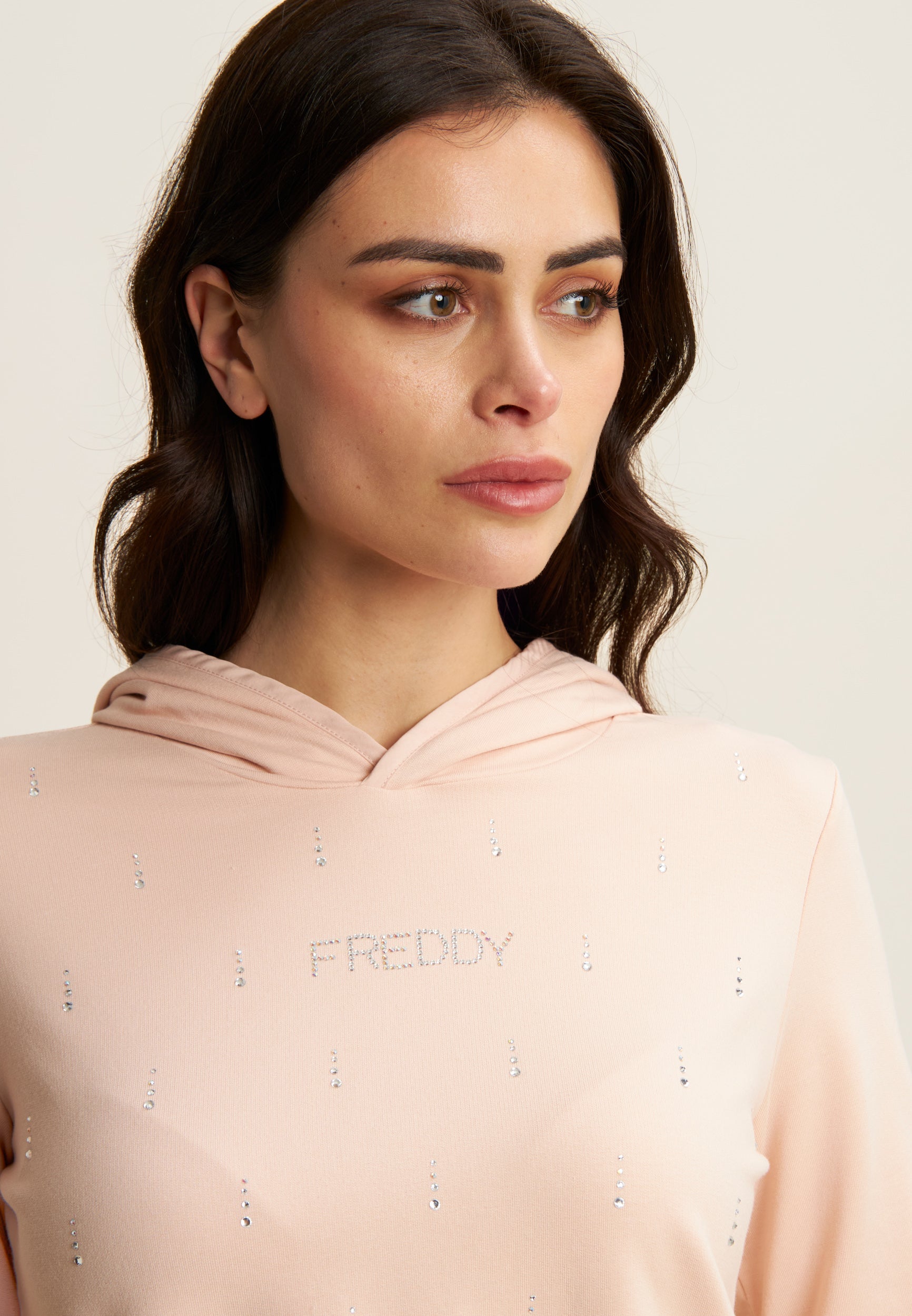 freddy-sweat-capuche-femme-french-terry-modal-strass image 4