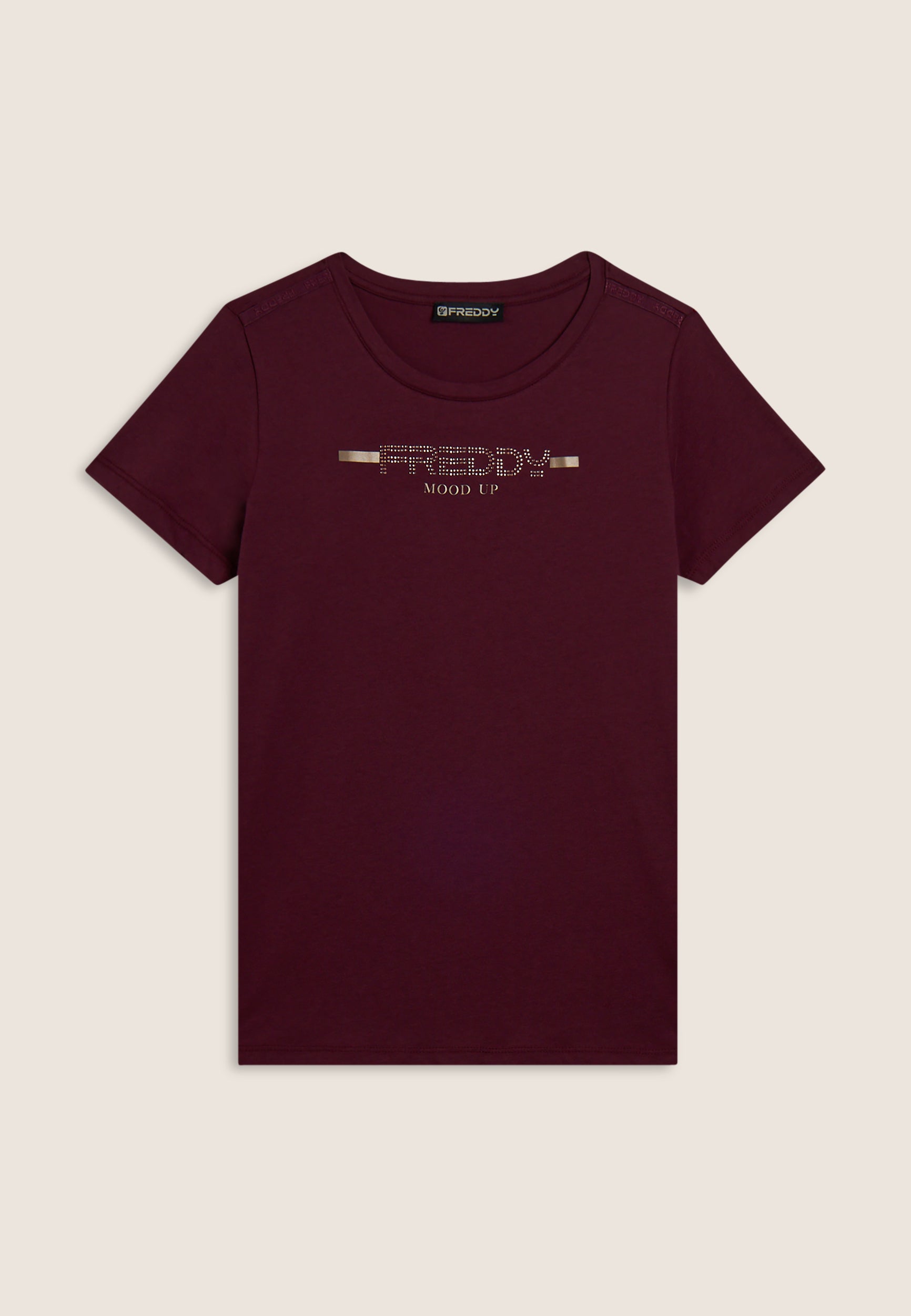 freddy-t-shirt-femme-strass-bande-logot-e-jersey-coton-supima image 5