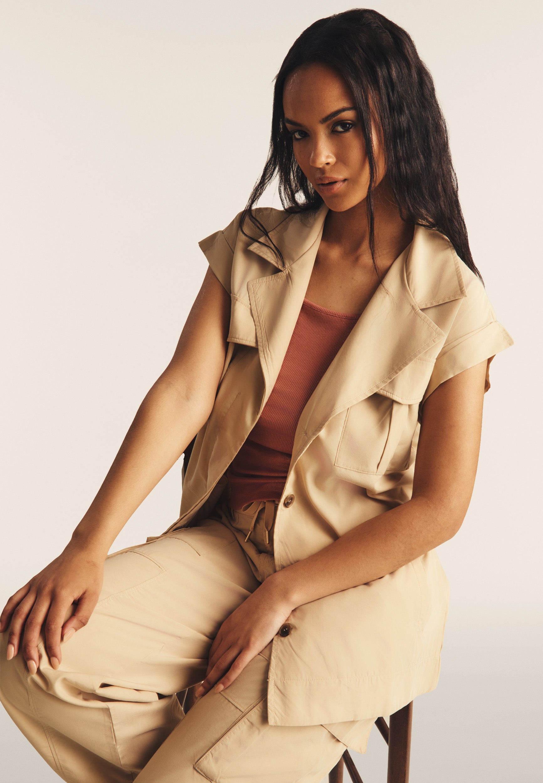 freddy-trench-femme-sans-manches-ceinture-lyocell image 4