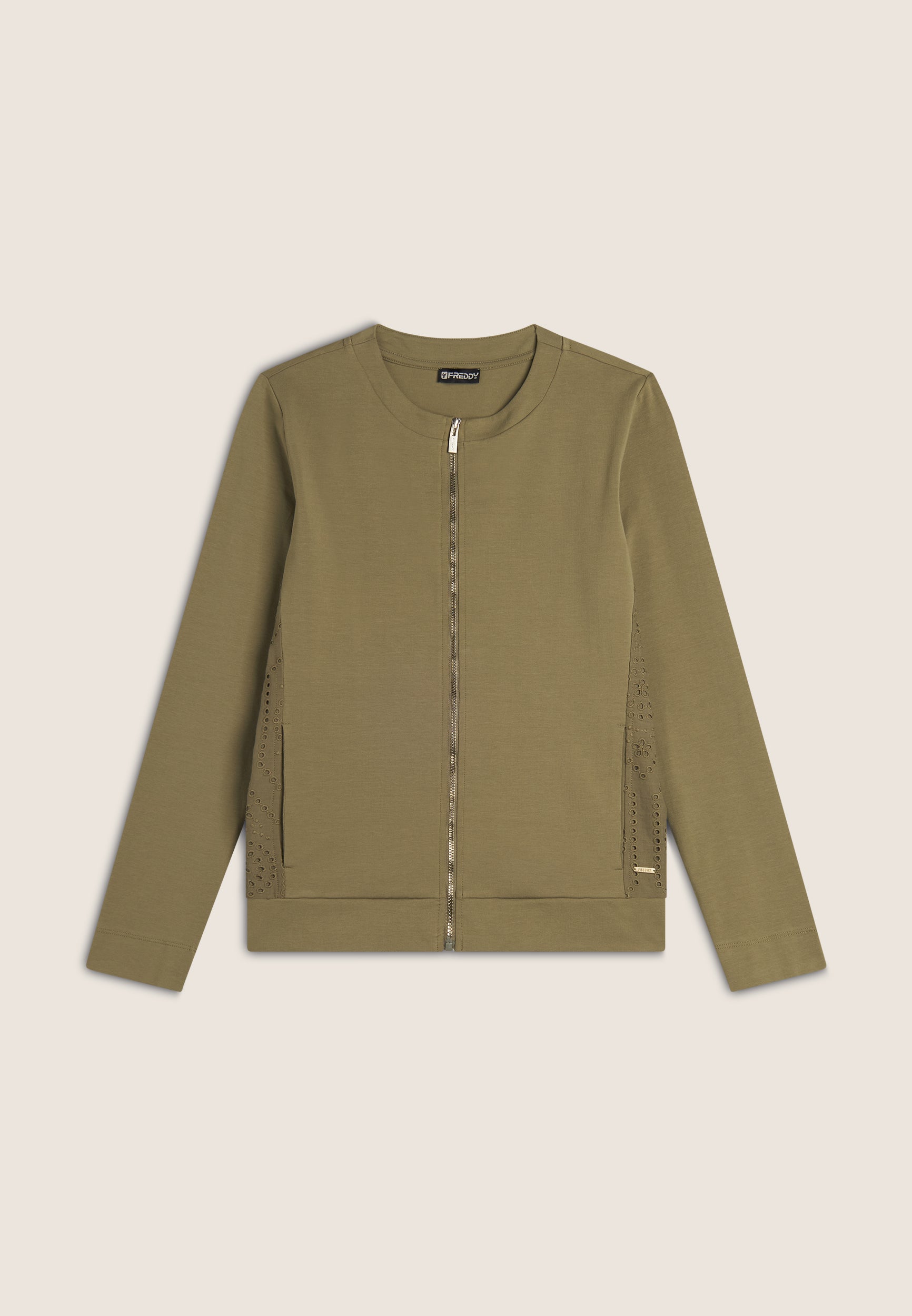 freddy-felpa-sweat-femme-zip-broderie-sangallo-regular-fit image 5
