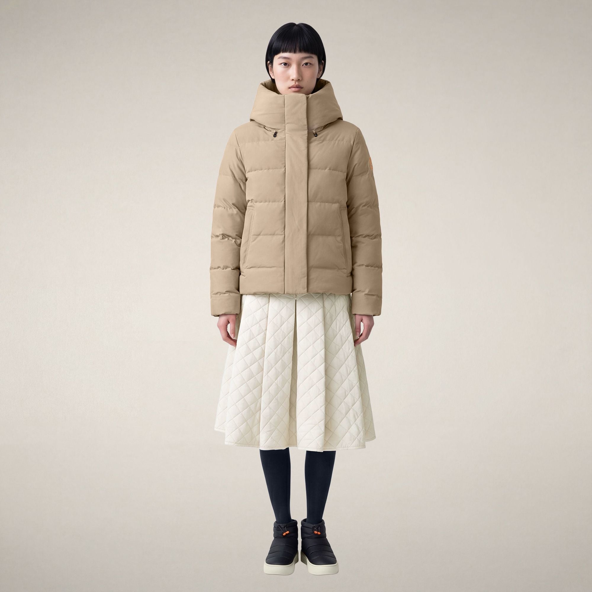 save-the-duck-arena-parka-femme-beige-pierre image 1