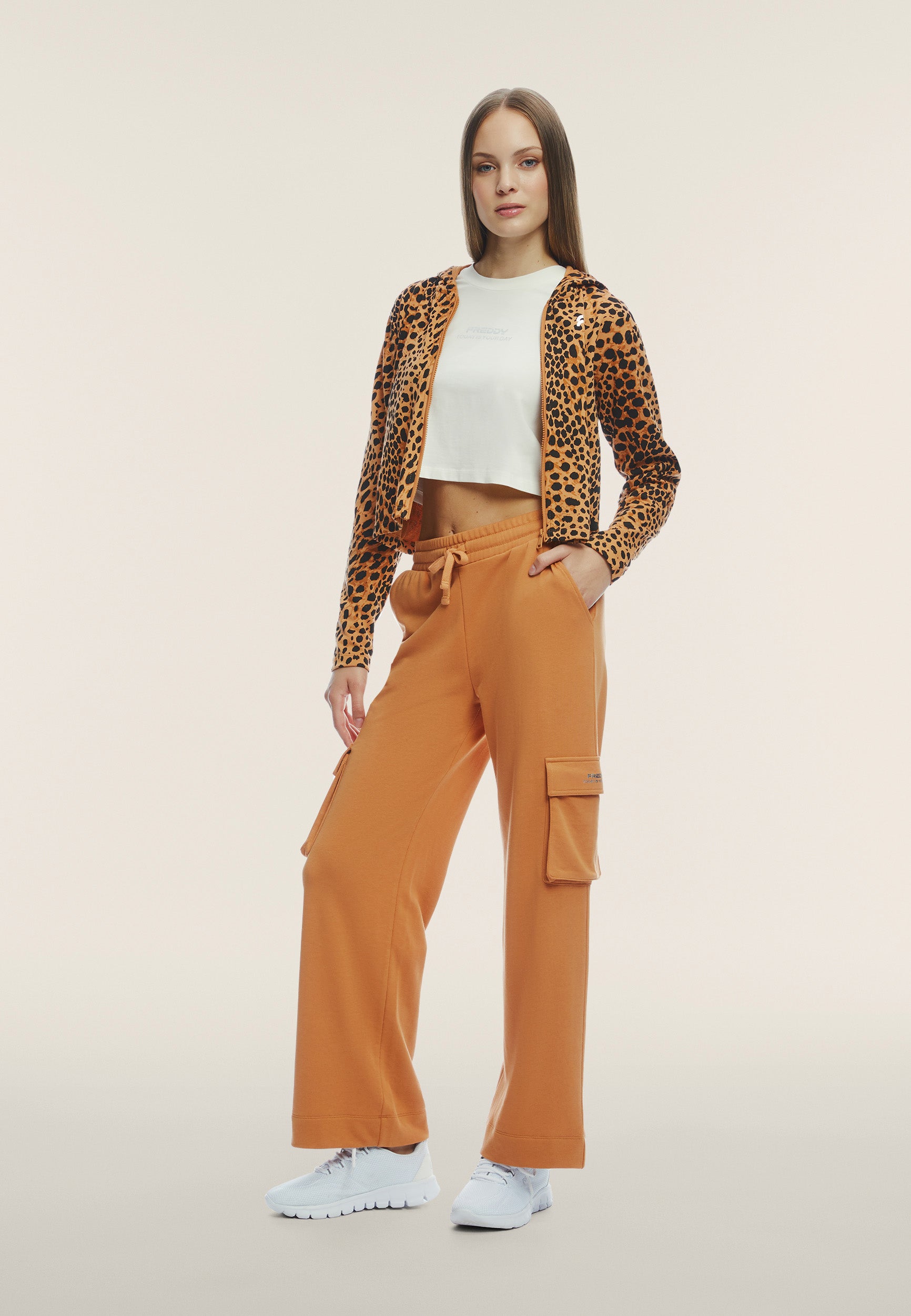 freddy-sweat-cropped-zipp-capuche-animalier image 2