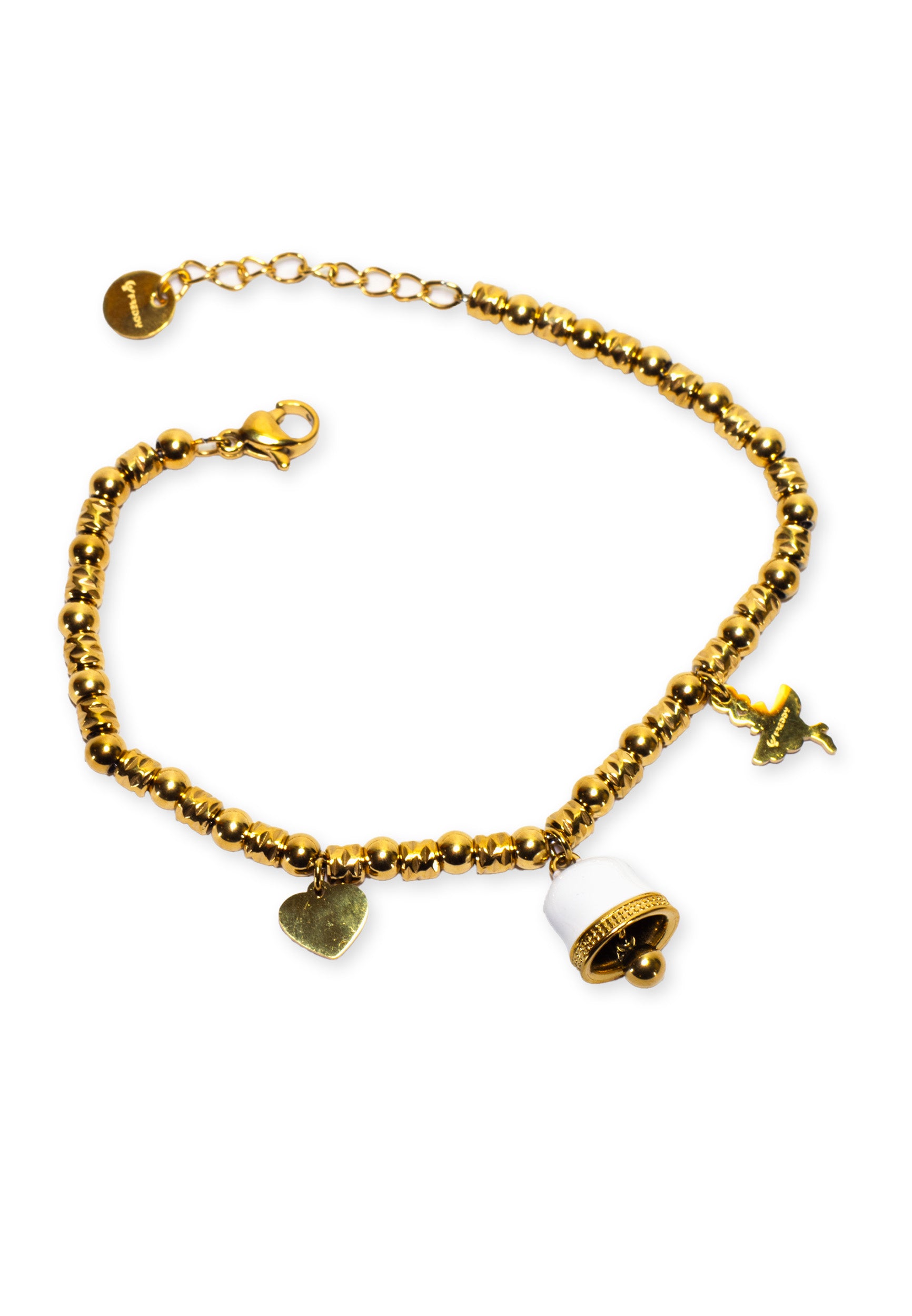 freddy-bracelet-charm-acier-gold-perles-blanc-strass image 2
