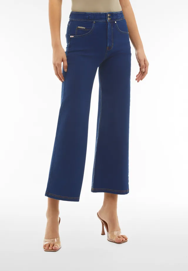 freddy-n-o-w-pantalon-wide-leg-cropped-taille-haute-jersey-denim image 1