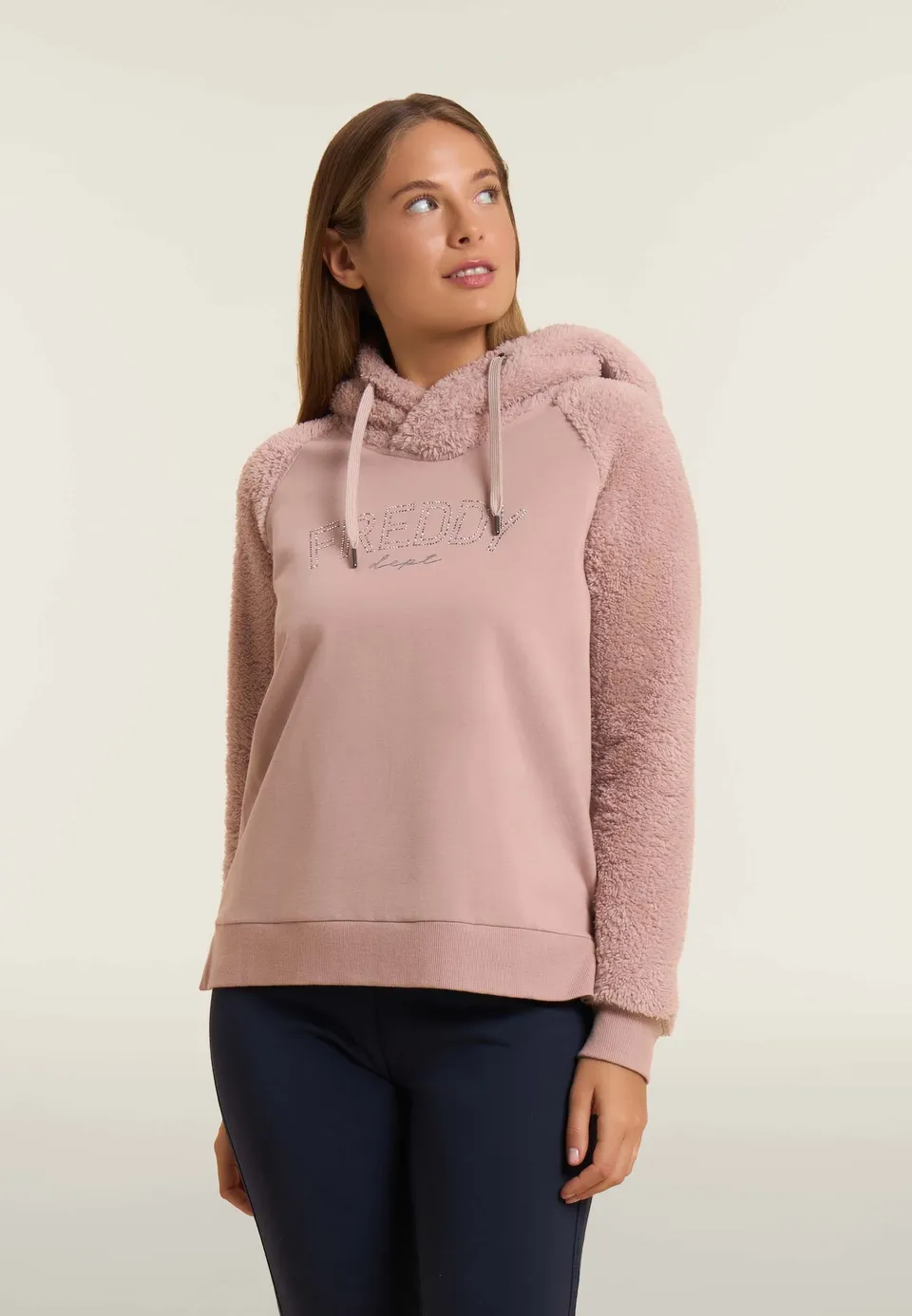 freddy-sweat-capuche-crois-e-manches-sherpa-sweat-femme image 1