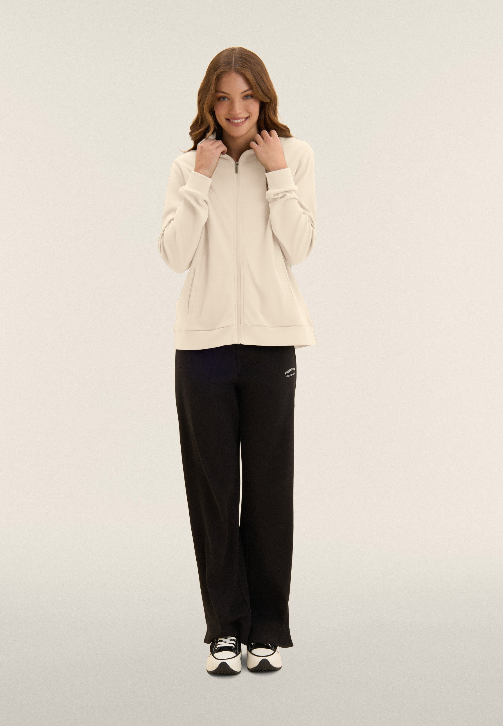 freddy-tuta-surv-tement-femme-zip-col-haut-pantalon-wide-leg-coton image 1
