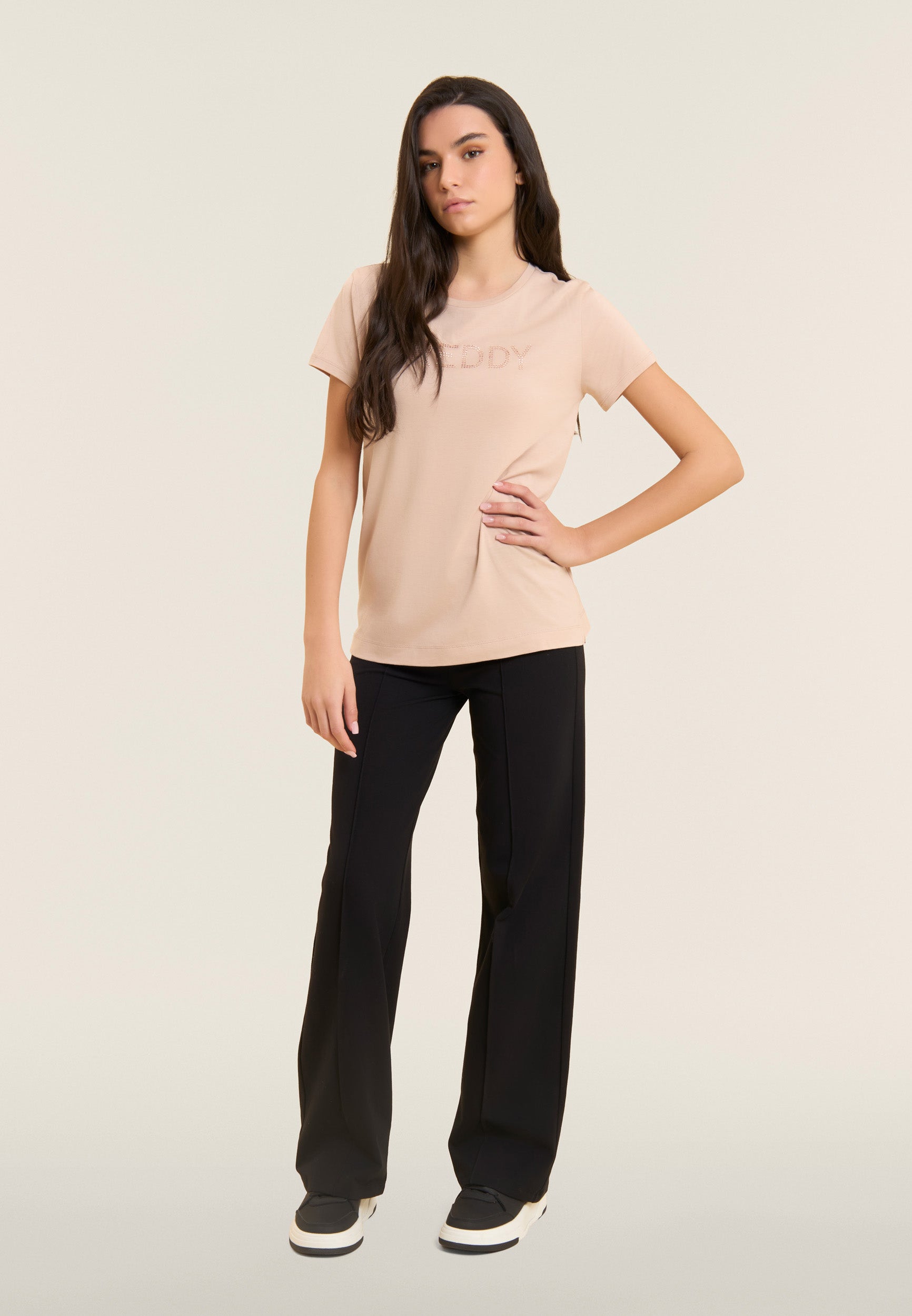 freddy-t-shirt-manches-courtes-logo-strass-coton-modal image 2
