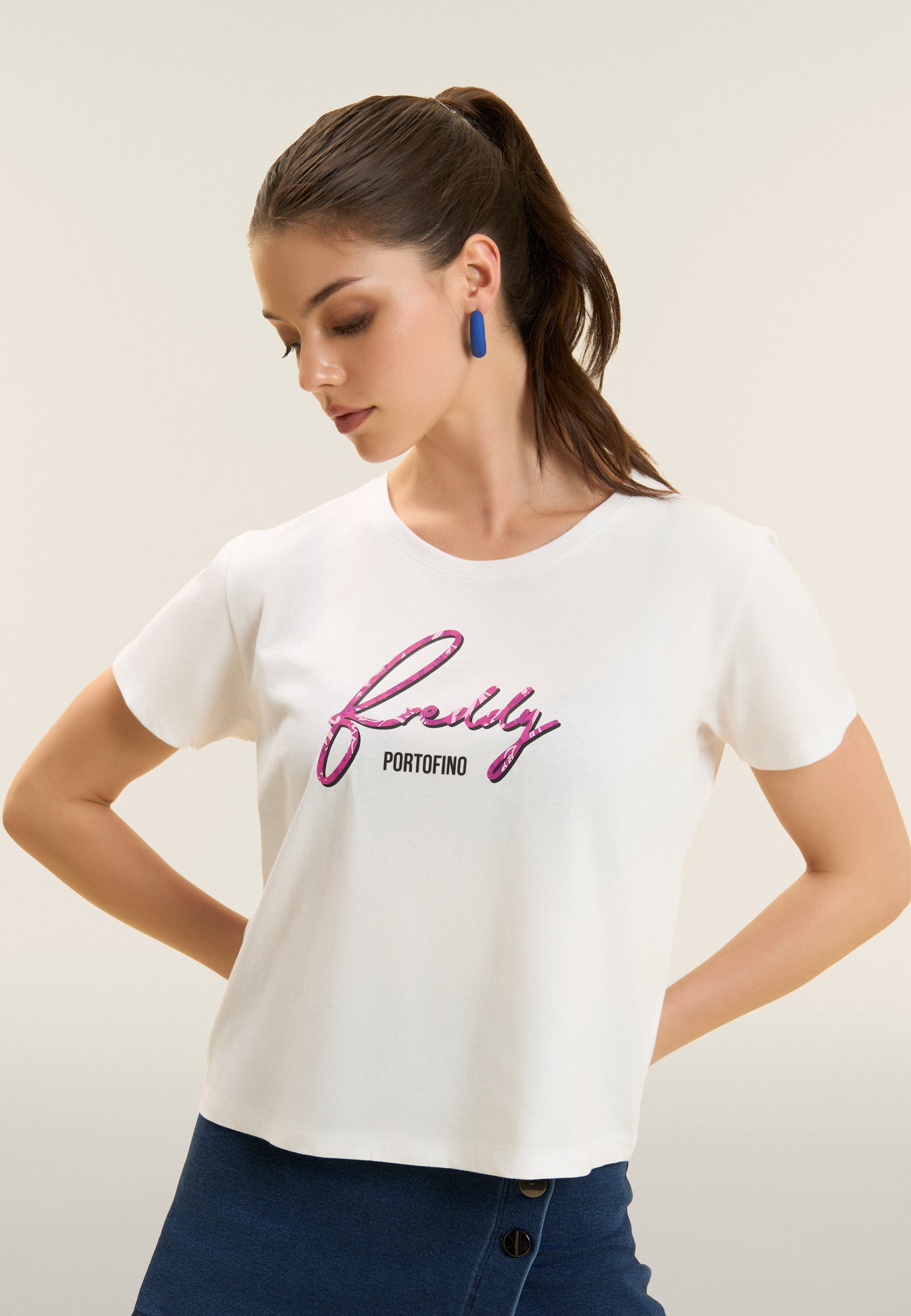 freddy-t-shirt-femme-coton-supima-logo-floral image 4