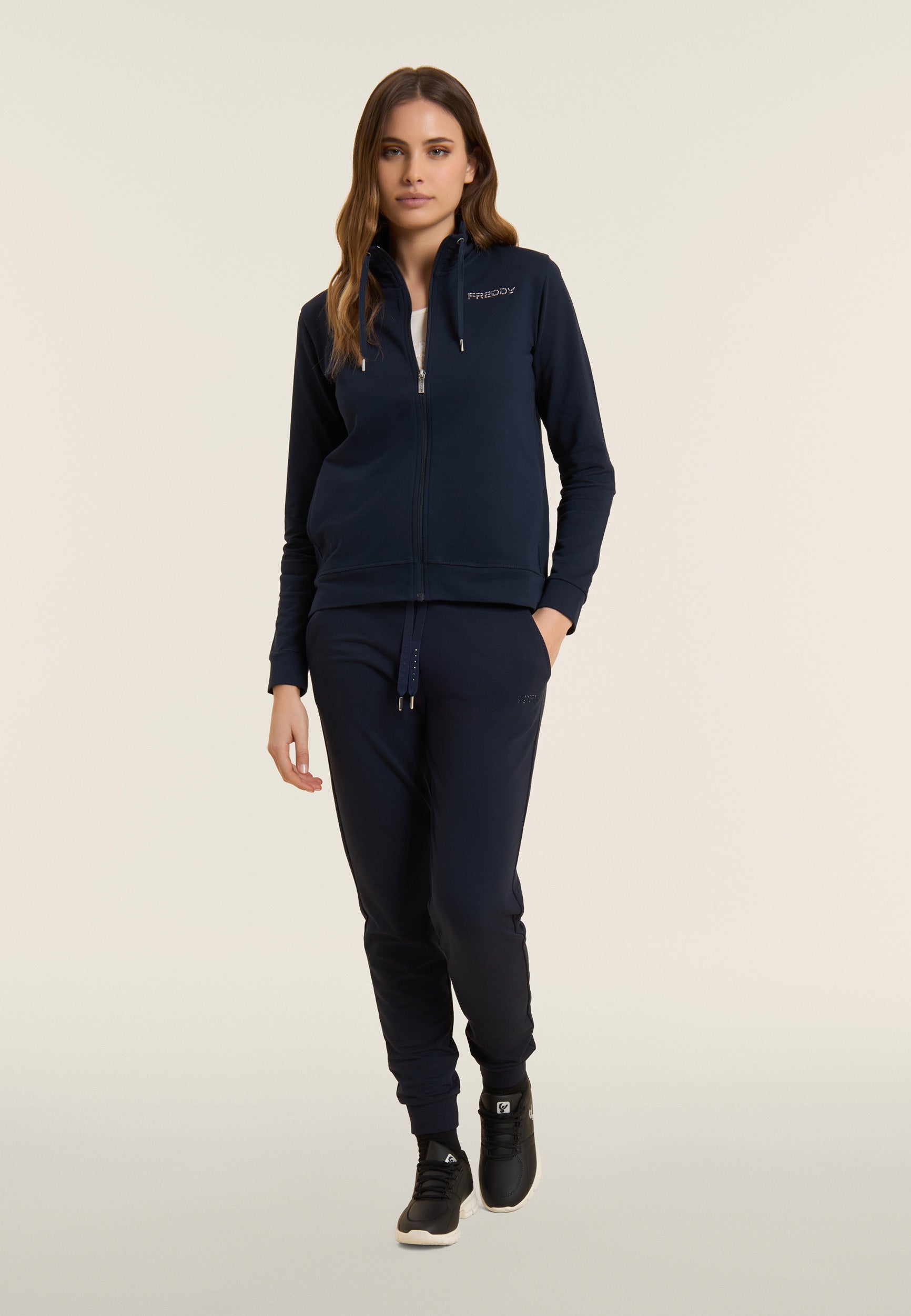 freddy-pantaloni-sportivi-jogging-french-terry-strass-tono image 2