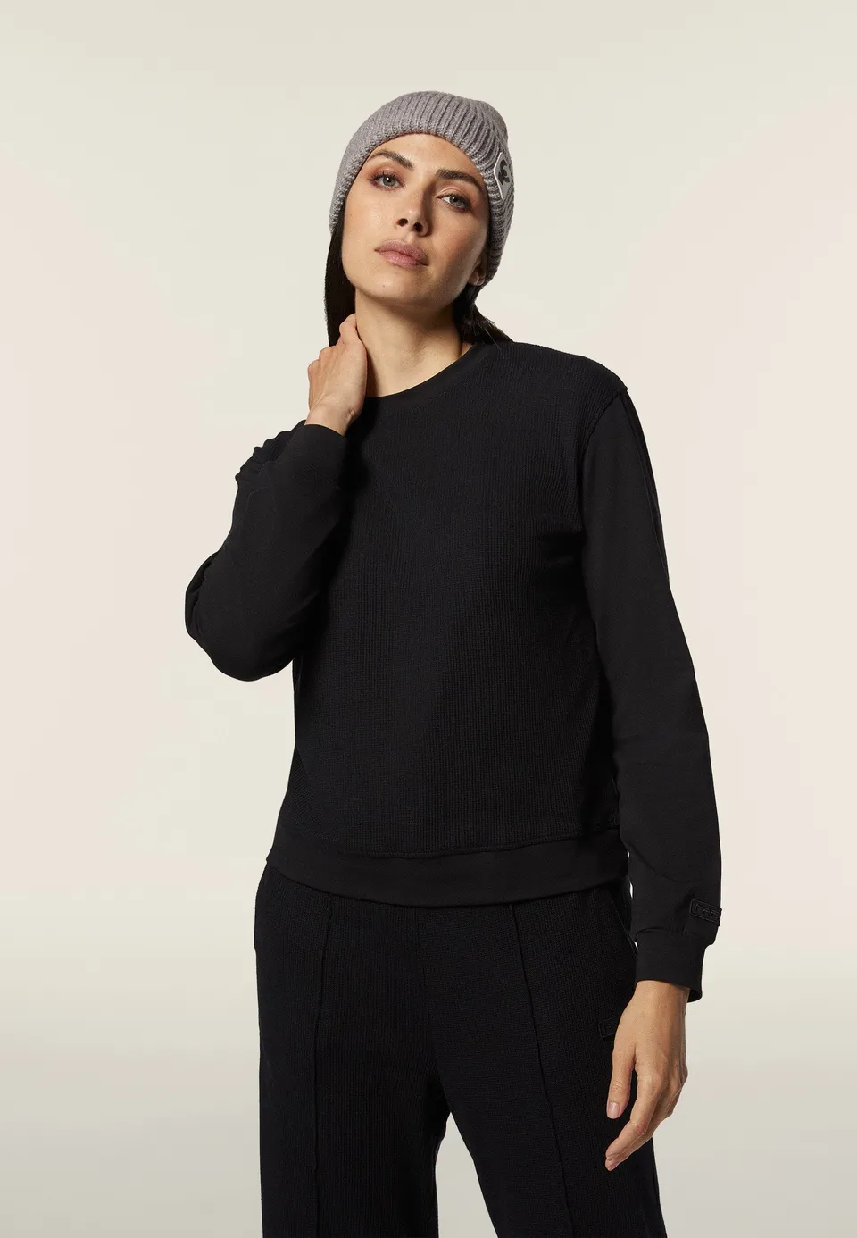 freddy-sweat-femme-col-rond-oversize-jersey-waffle image 1