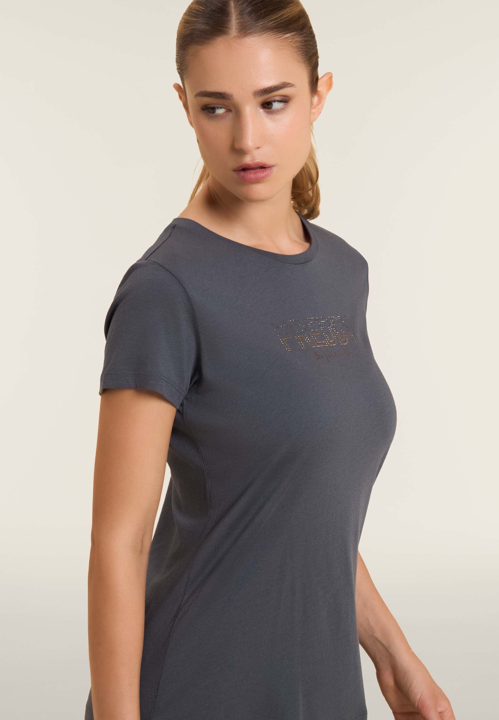 freddy-t-shirt-femme-modal-coton-logo-strass image 4