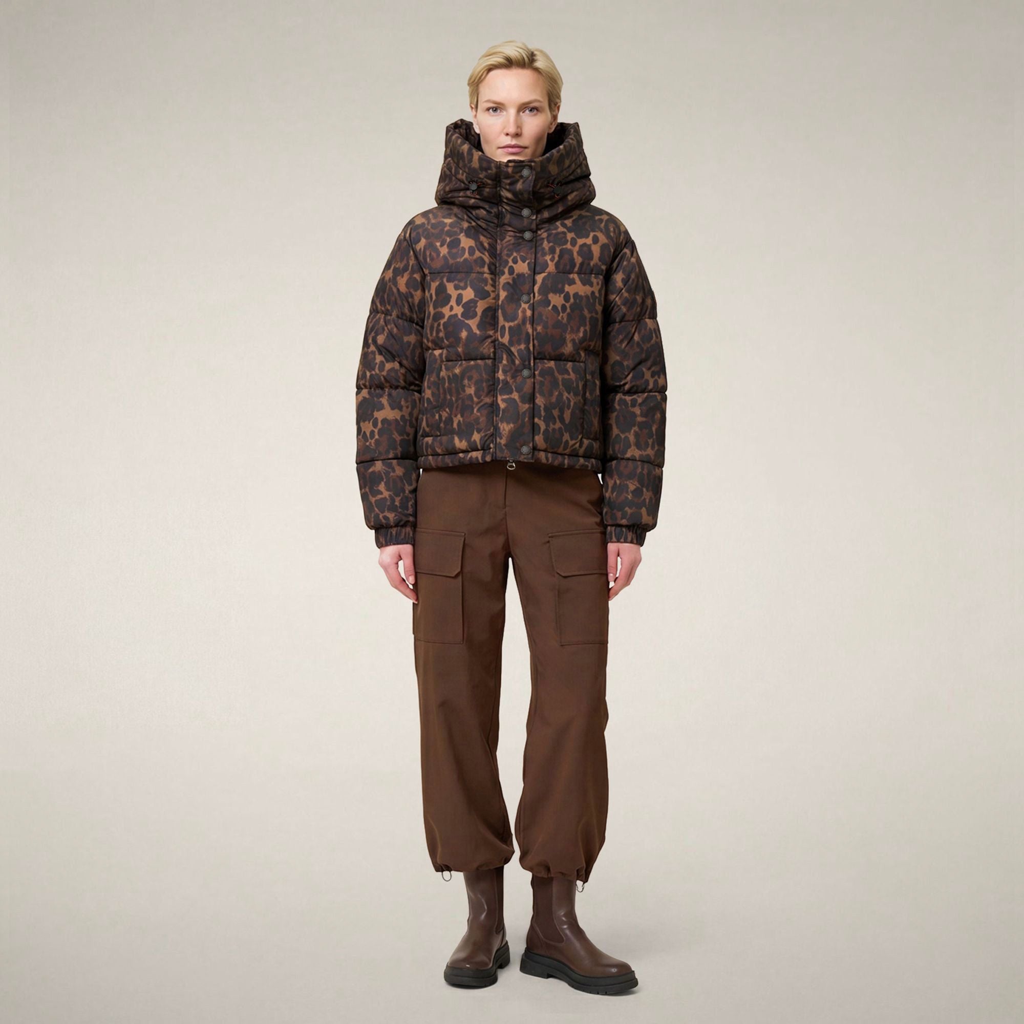 save-the-duck-rhiannon-doudoune-femme-l-opard-marron image 1