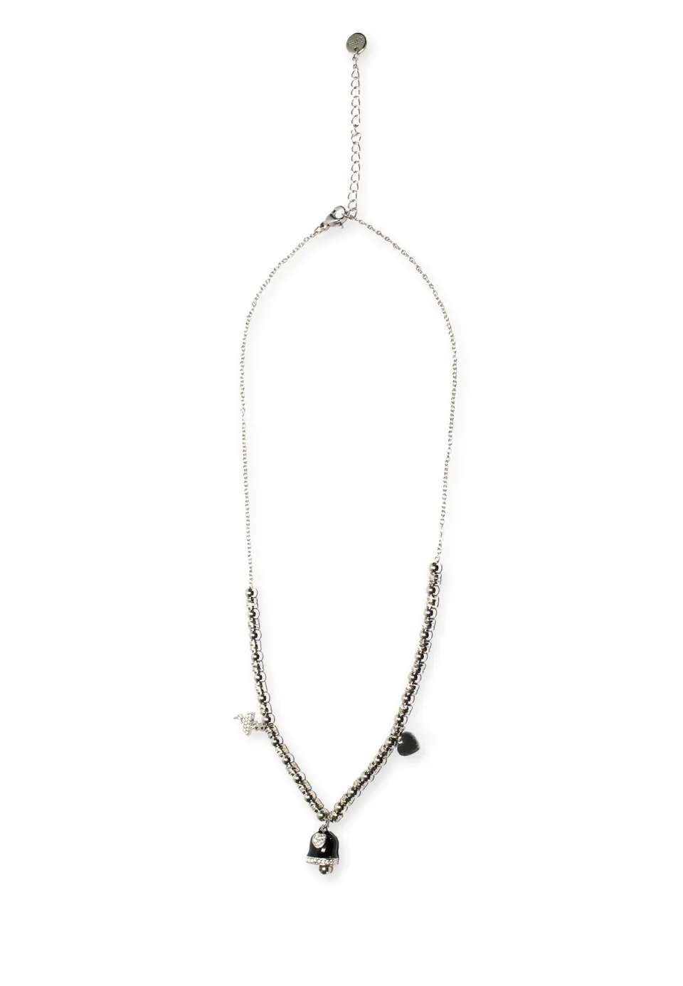 freddy-collier-acier-silver-perles-charms-noir-et-strass-316l image 1